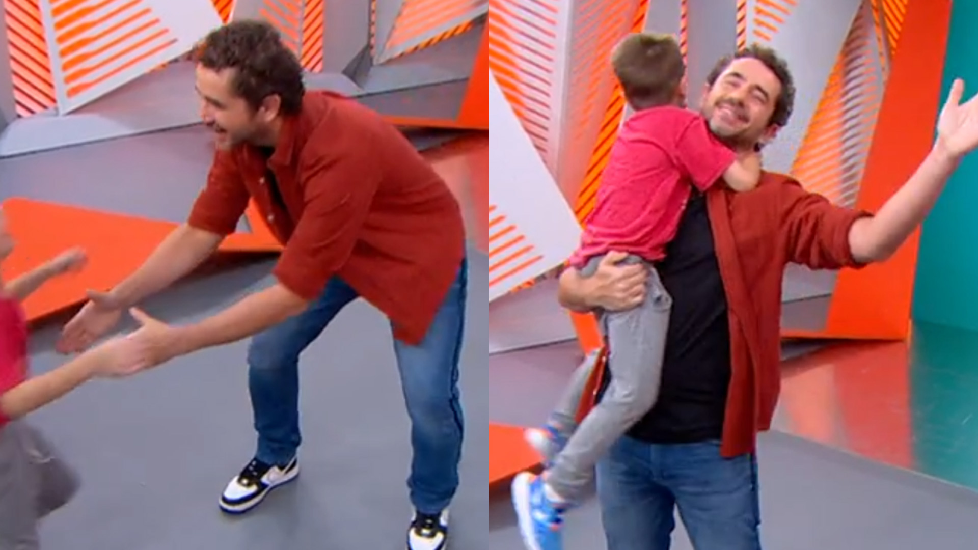 Filho de Felipe Andreoli invade estúdio do ‘Globo Esporte’ ao vivo: “É assim”