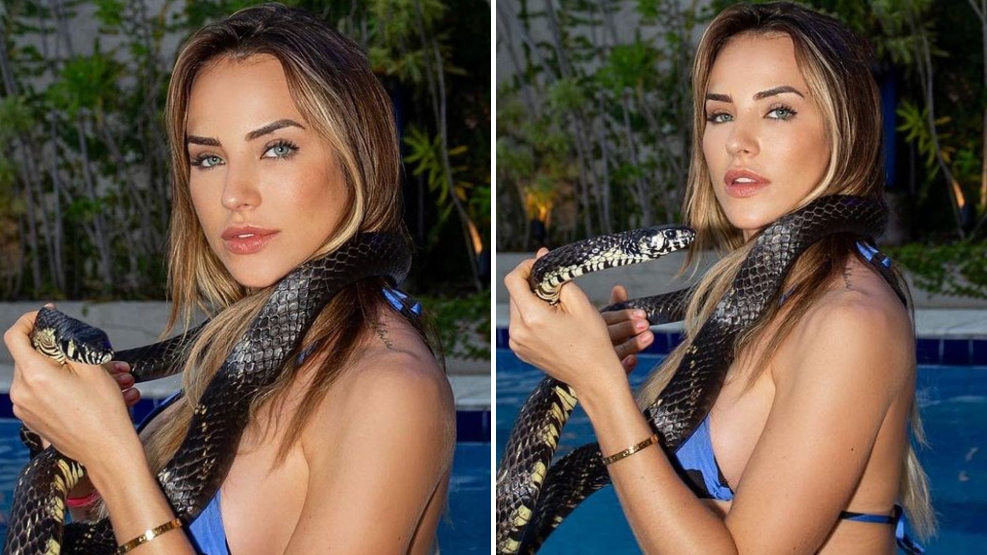 Ex-BBB Gabi Martins causa pânico ao surgir com cobra pendurada no pescoço: “Coragem”