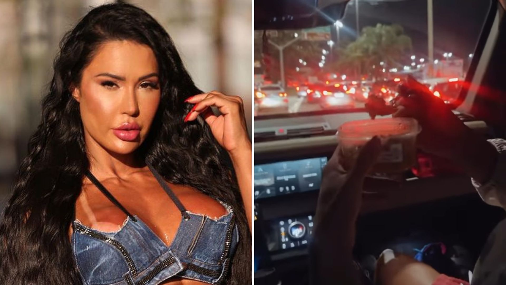 Gracyanne Barbosa fica presa no trânsito e come marmita congelada: “Sorvete de carne”