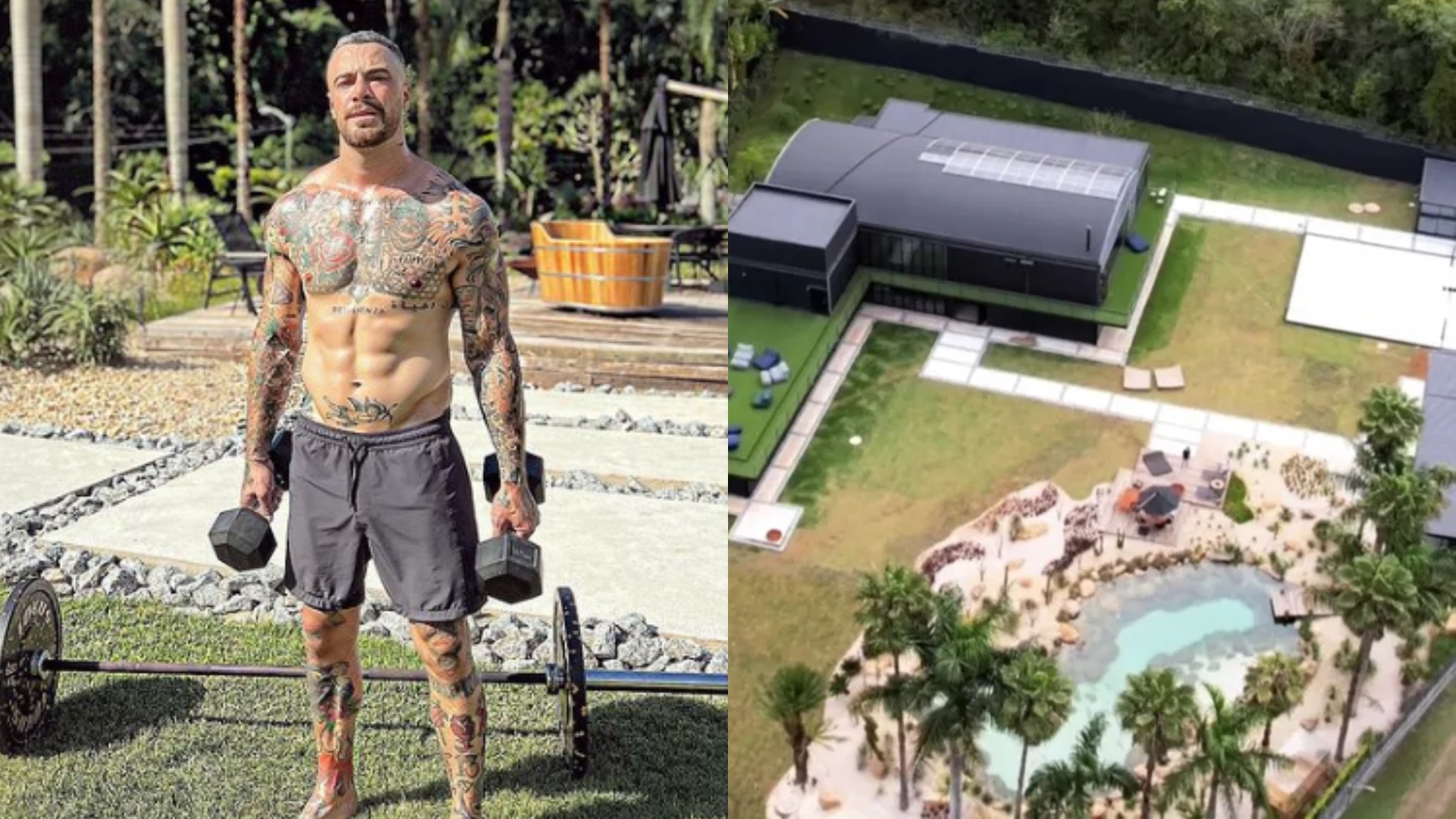 Casa ou resort? Mansão de Felipe Titto tem lago, cinema e ginásio de esportes