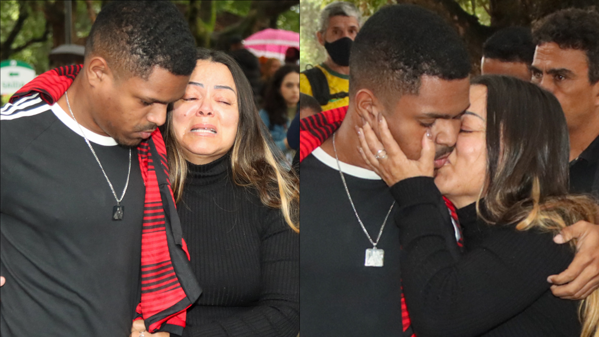 Abalada, ex-mulher de MC Marcinho vai aos prantos durante velório do funkeiro