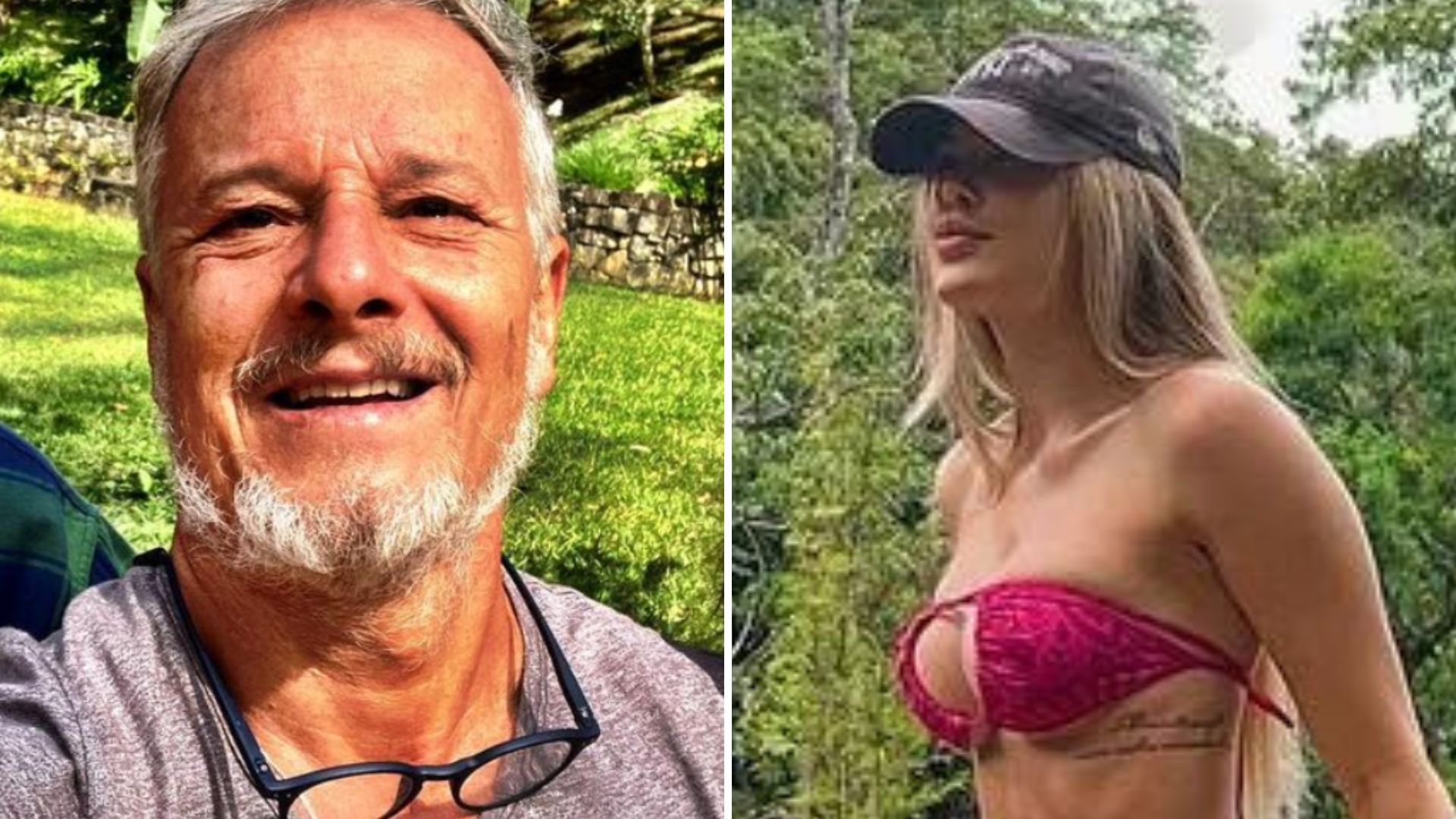 Ousada! Nova namorada de Marcello Novaes usa sítio do ator para ensaio de biquíni fio-dental