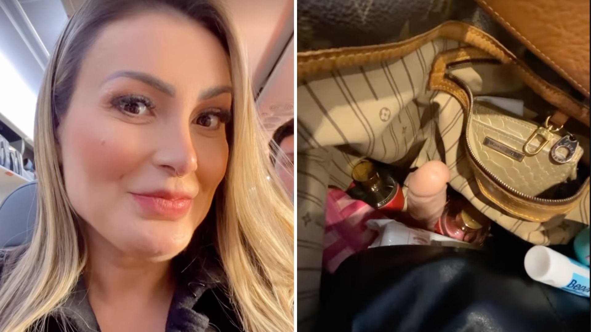 Andressa Urach pega voo com o filho e leva brinquedinho erótico: “Vamos aprontar”