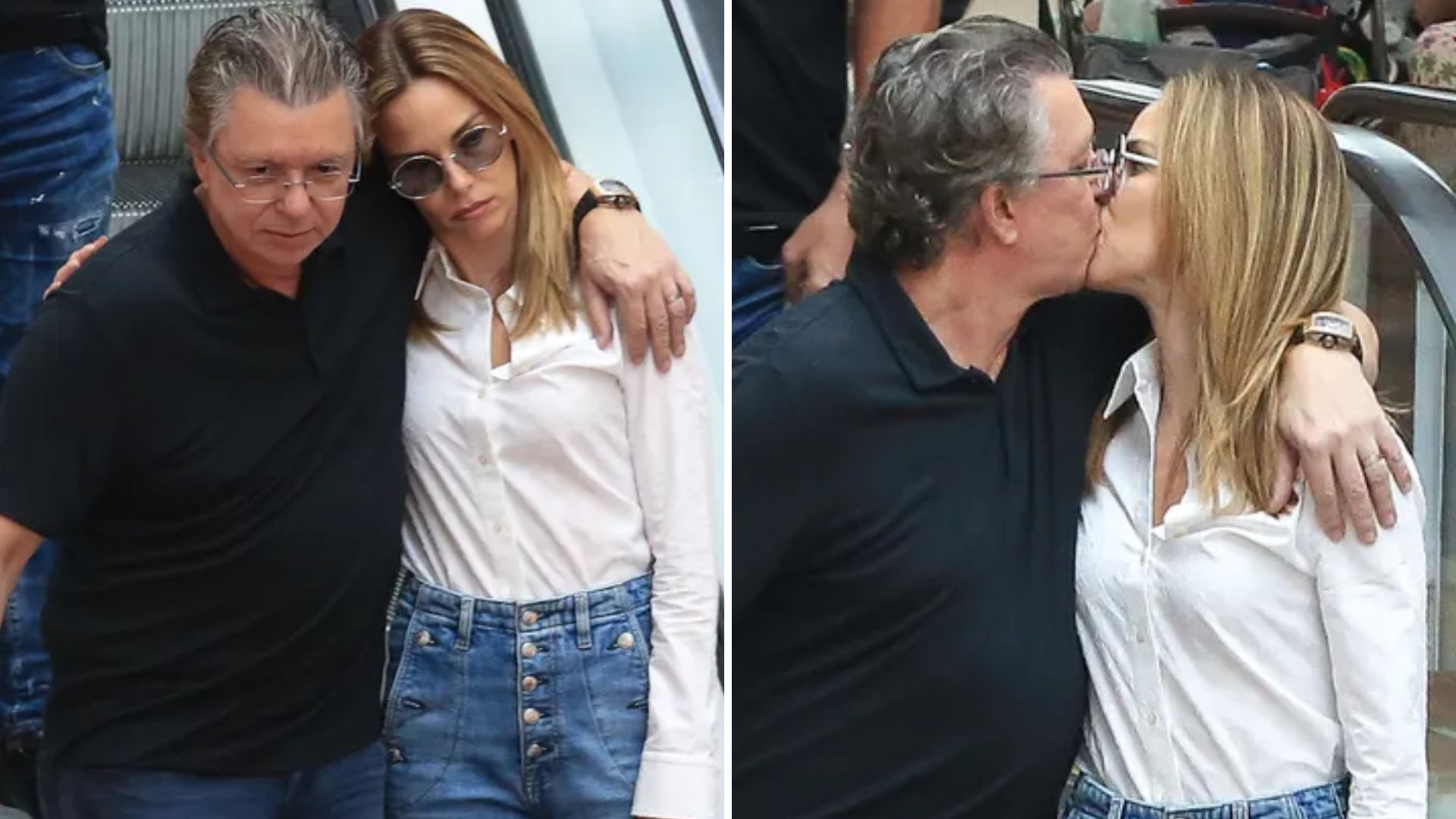 Apaixonados, Ana Furtado e Boninho são flagrados dando beijão no meio do shopping