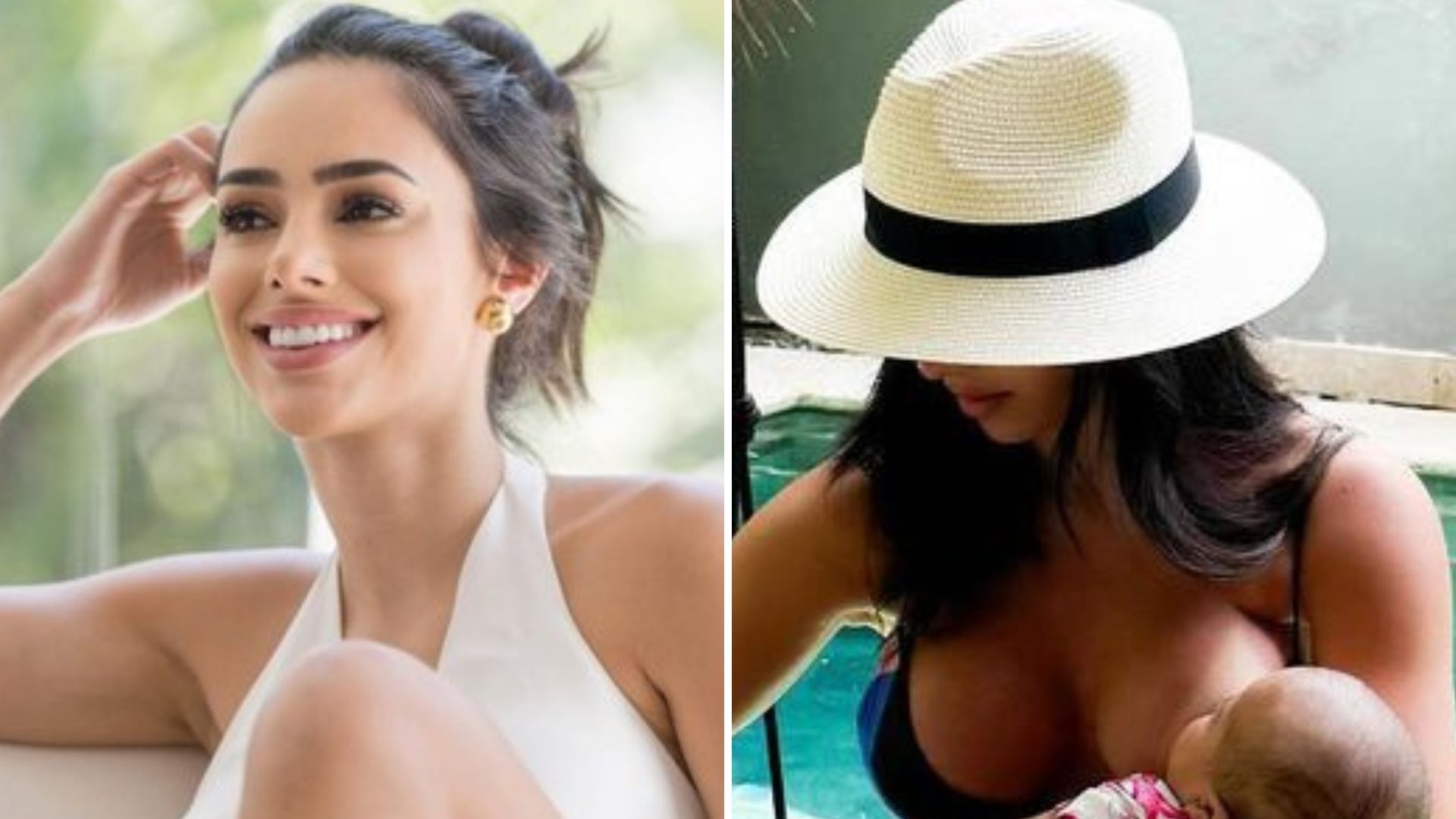 Só de biquíni, Bruna Biancardi amamenta Mavie na beira da piscina: “Juntinhas”