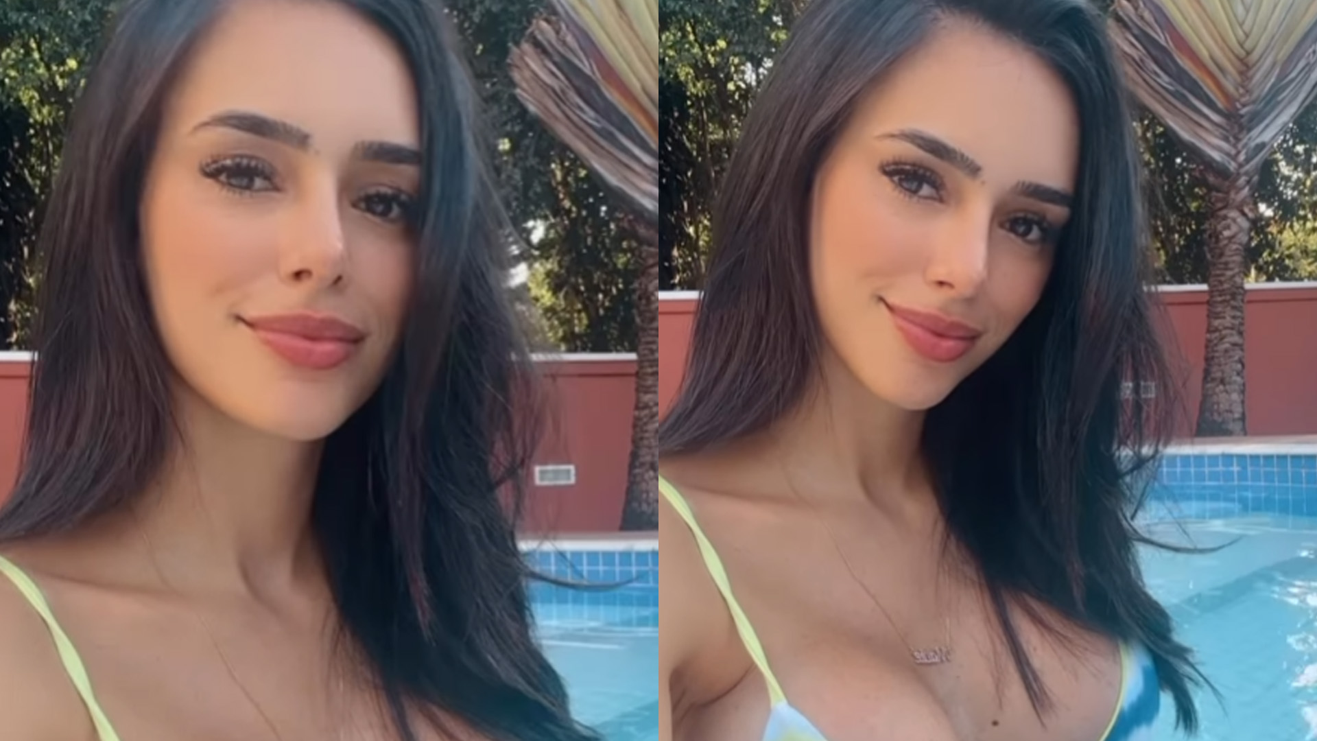 Magérrima, Bruna Biancardi aparece de biquíni pela primeira vez após parto
