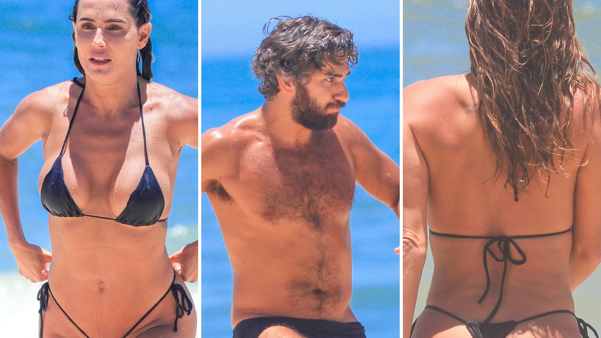 Virilha à mostra! Deborah Secco surge em praia com o marido usando biquíni PP