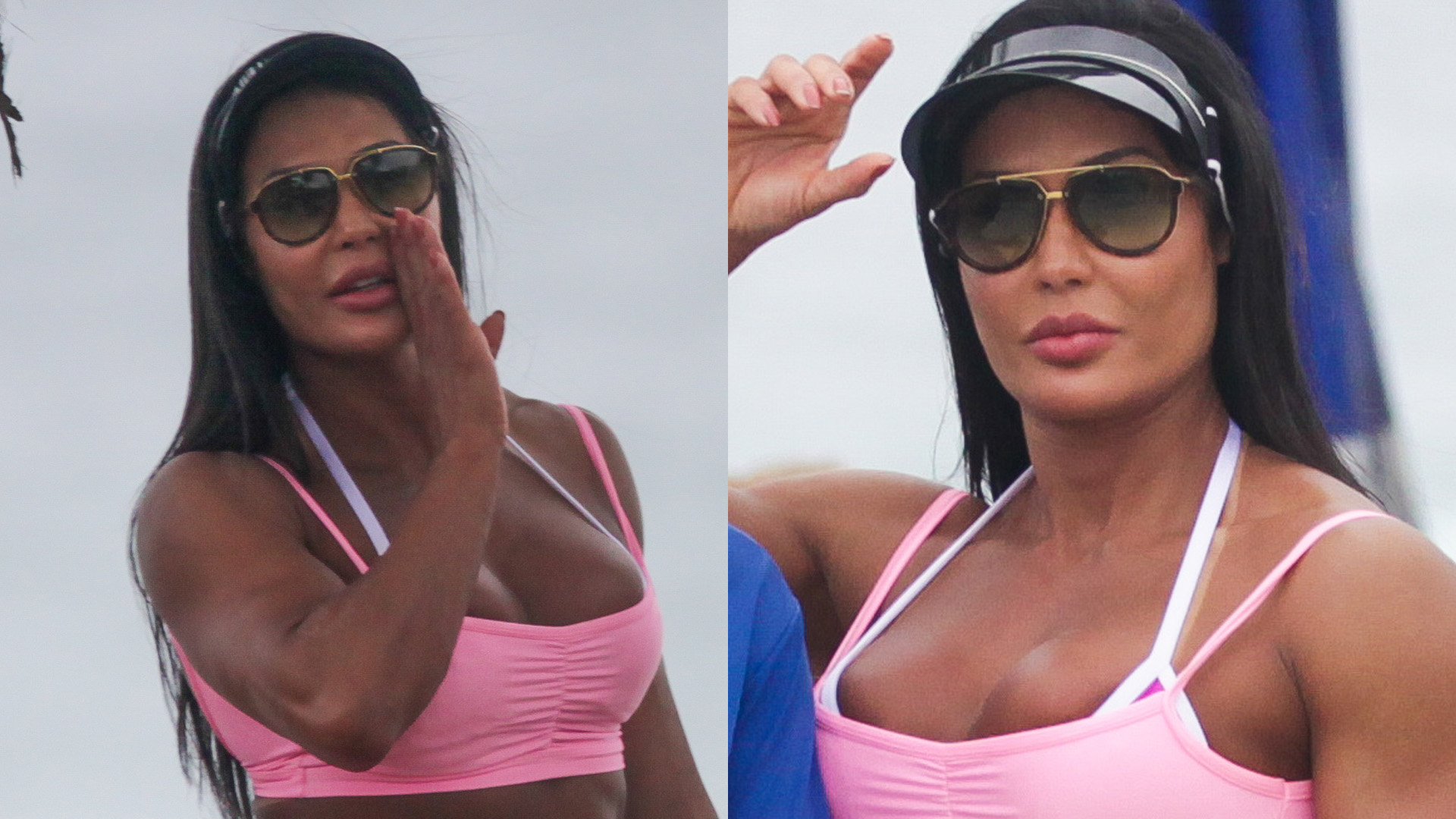 Gracyanne Barbosa vira atração principal na praia ao lado da irmã gata