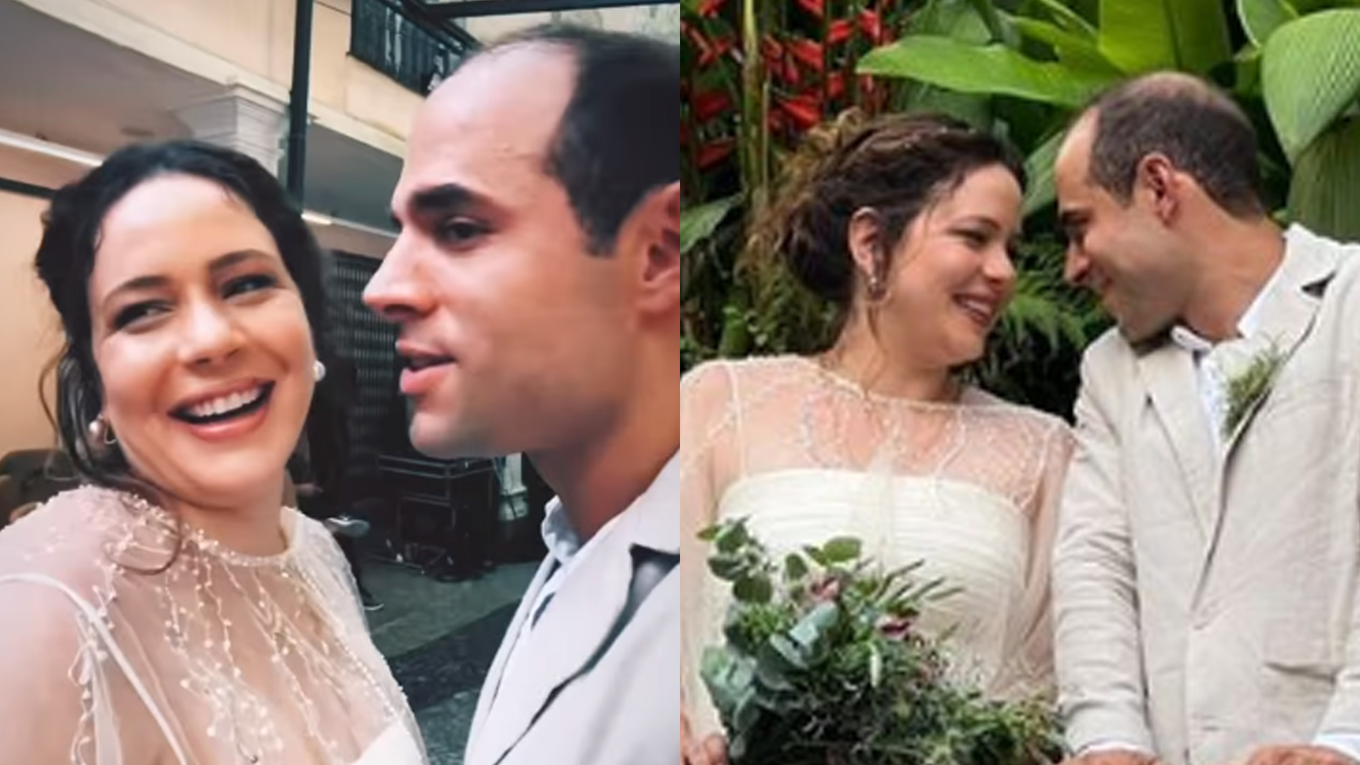 Do nada! Leandra Leal se casa de surpresa e reúne famosos no Rio