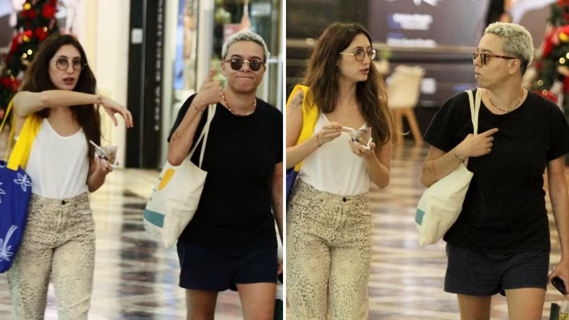 Mães de primeira viagem, Maria Gadú passeia com a noiva em shopping de luxo