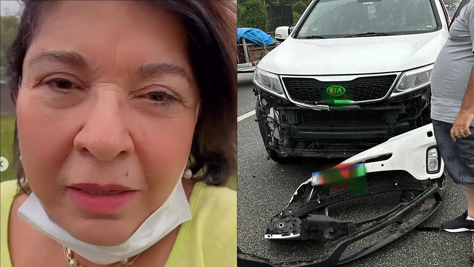 Roberta Miranda sofre acidente e carro fica destruído: “Bati a cabeça”