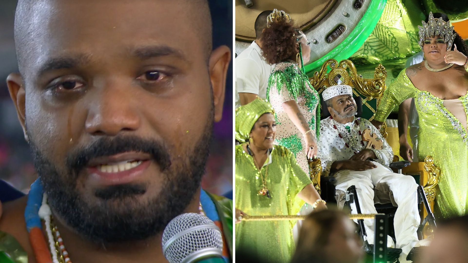 Arlindinho chora ao vivo com a passagem do pai na Sapucaí: “Hoje eu vi ele sorrir”