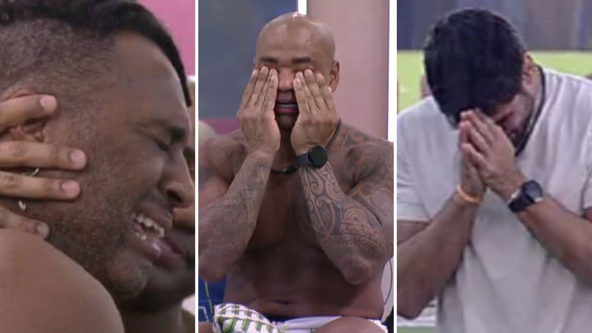 BBB23: Cezar, Sapato e Nicácio não contêm emoção com homenagem antes da eliminação