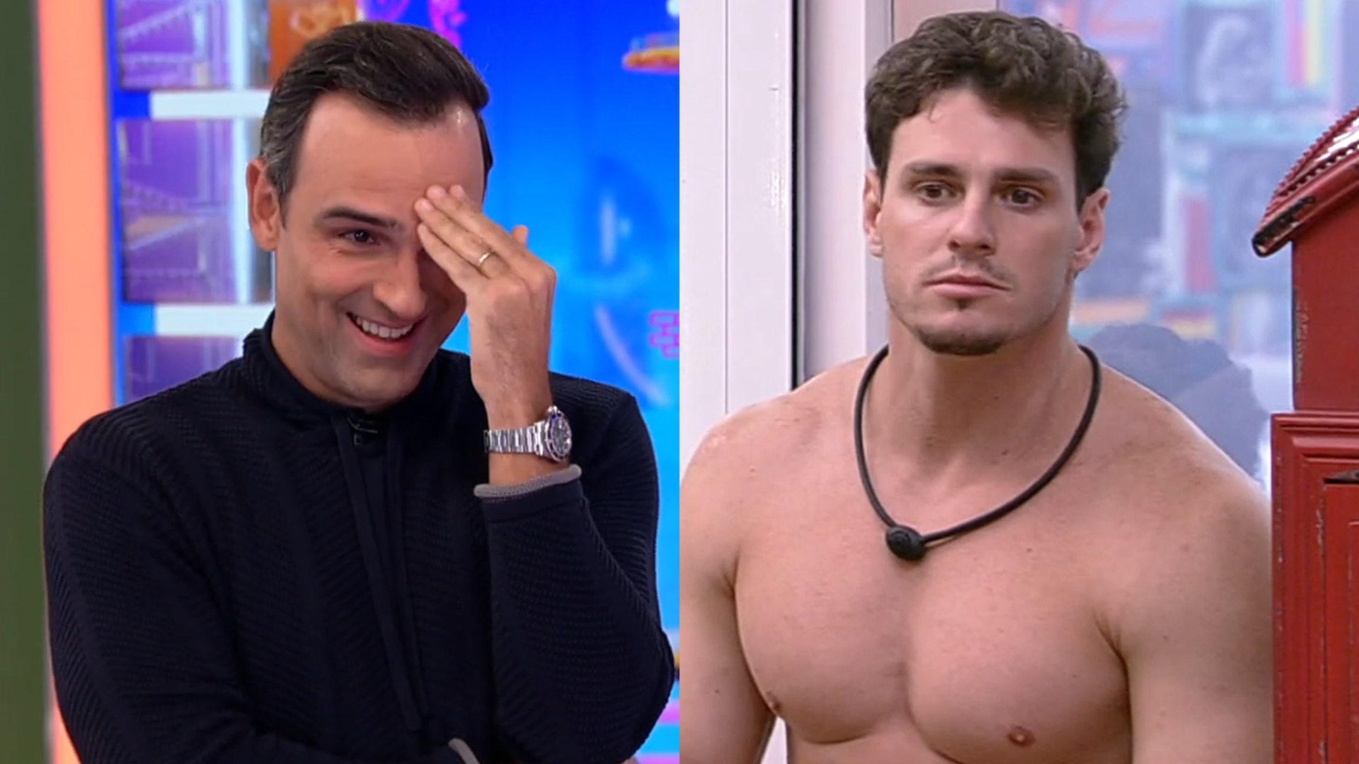 BBB23: Tadeu Schmidt se constrange com revelação íntima de Gustavo: “Nos poupe dos detalhes”