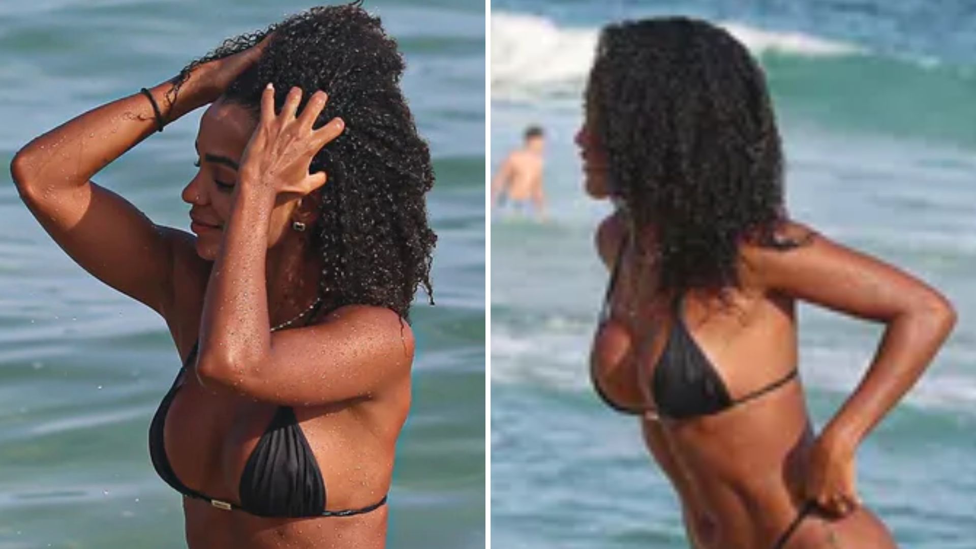 Toda molhada, Brunna Gonçalves exibe corpo sarado de biquíni ao sair do mar