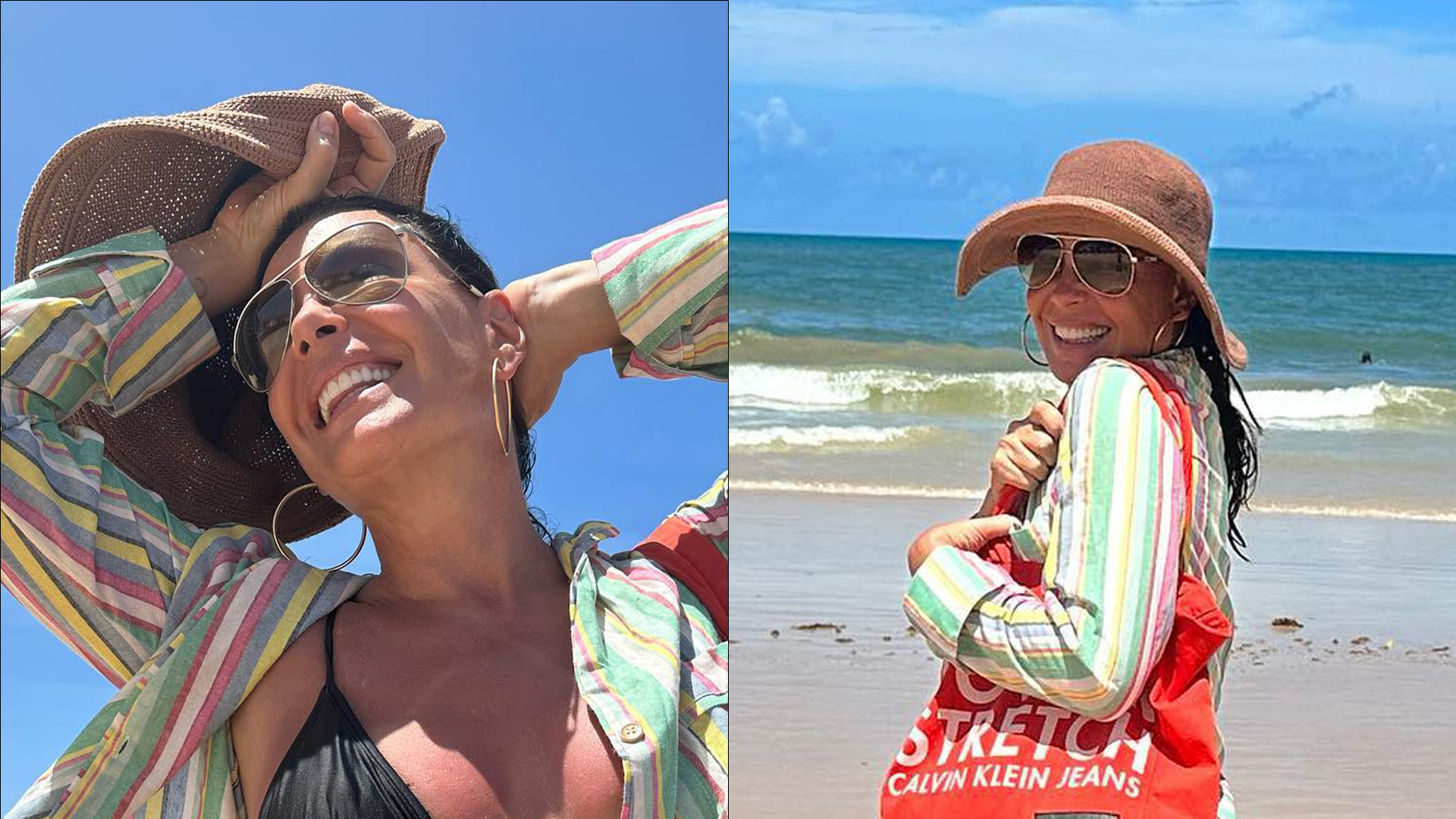 Aos 55 anos, Carolina Ferraz ostenta bumbum redondinho só de biquíni: “Corpão”