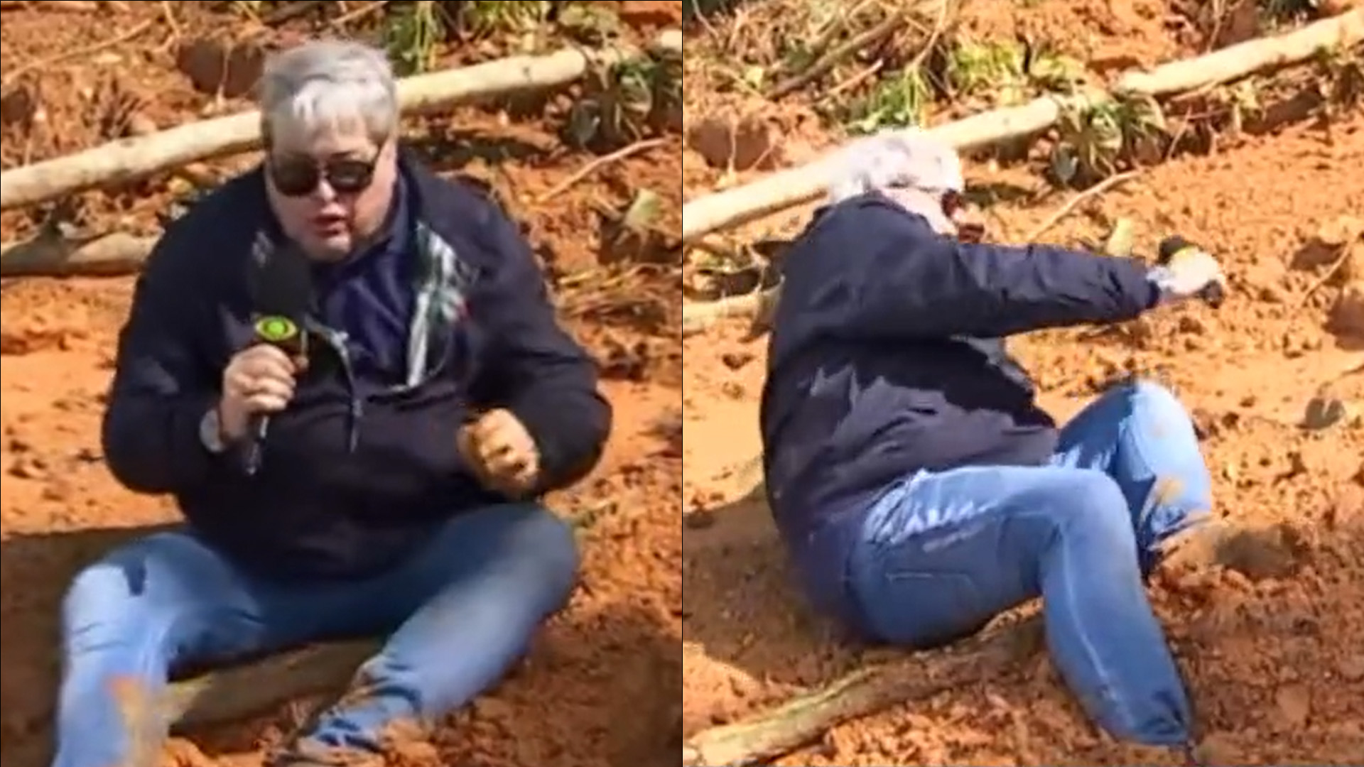 Ao vivo, Datena atola na lama de deslizamento e vai às lágrimas: “Assim que morreram”