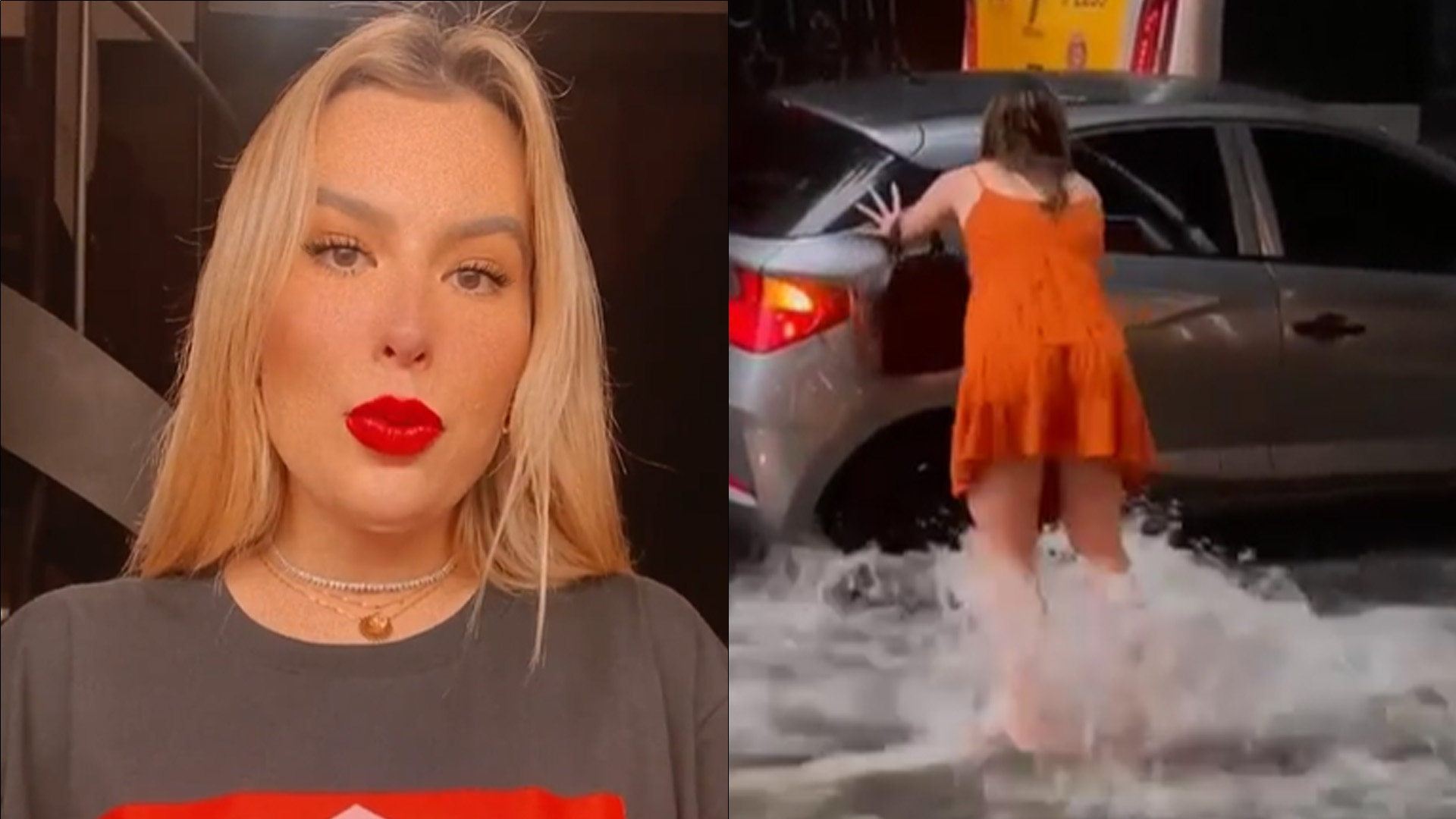 Ex-BBB Fernanda Keulla leva caldo e quase é levada por enchente em São Paulo: “Perigo”