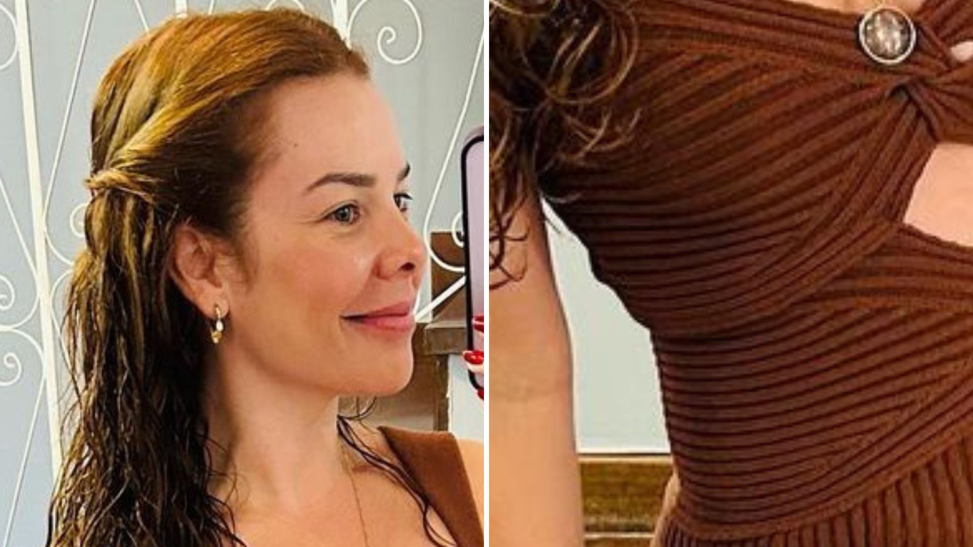 Fernanda Souza posa magérrima de vestido decotado: “Não pode ver espelho”