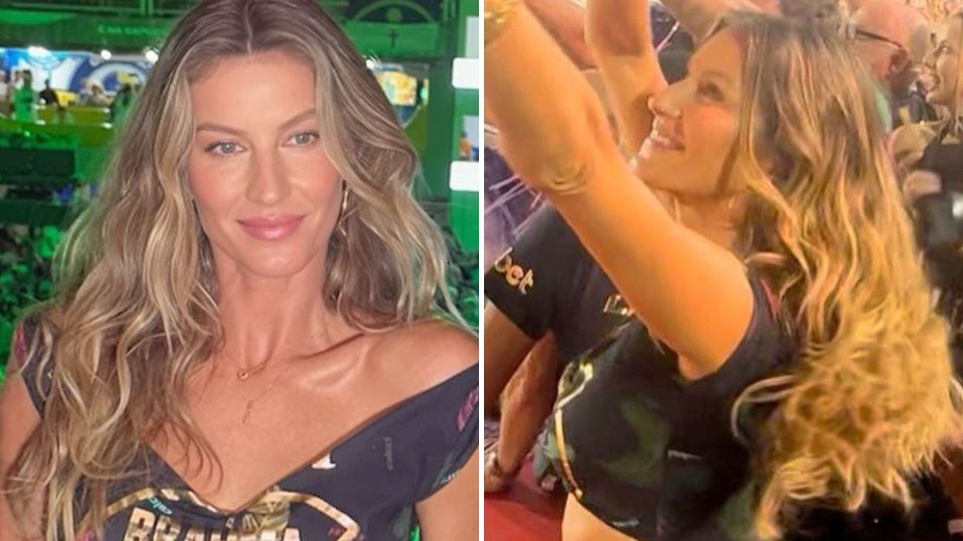 Na Sapucaí, Gisele Bündchen se clica no meio da folia com a barriga de fora: “Muito especial”