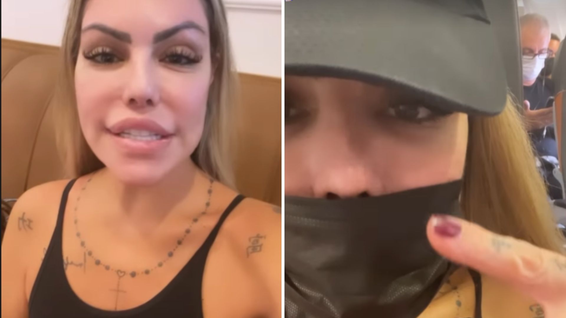 Ex-A Fazenda Liziane Gutierrez surta em avião por uso de máscara: “Inutilidade”