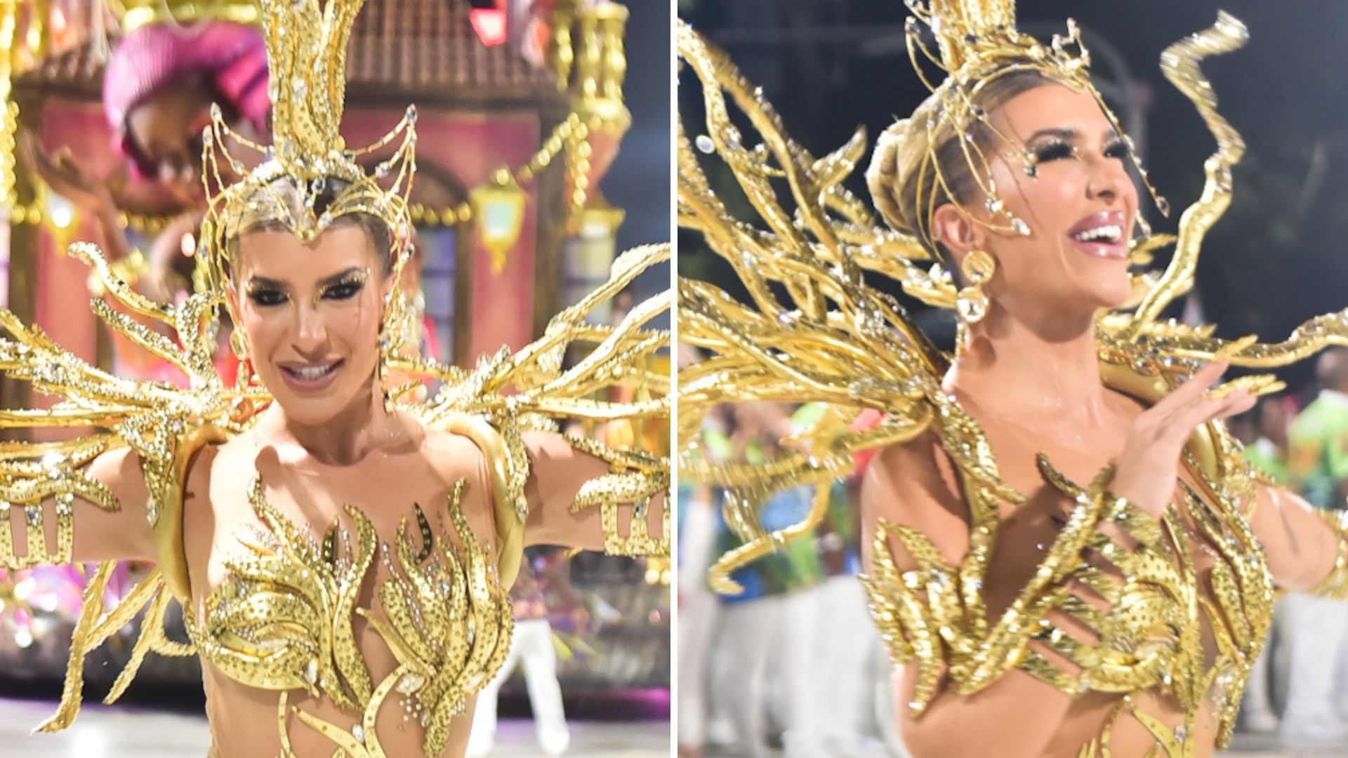 Lore Improta desfila sem tapa-sexo com fantasia cavada: “Vai pular para fora”