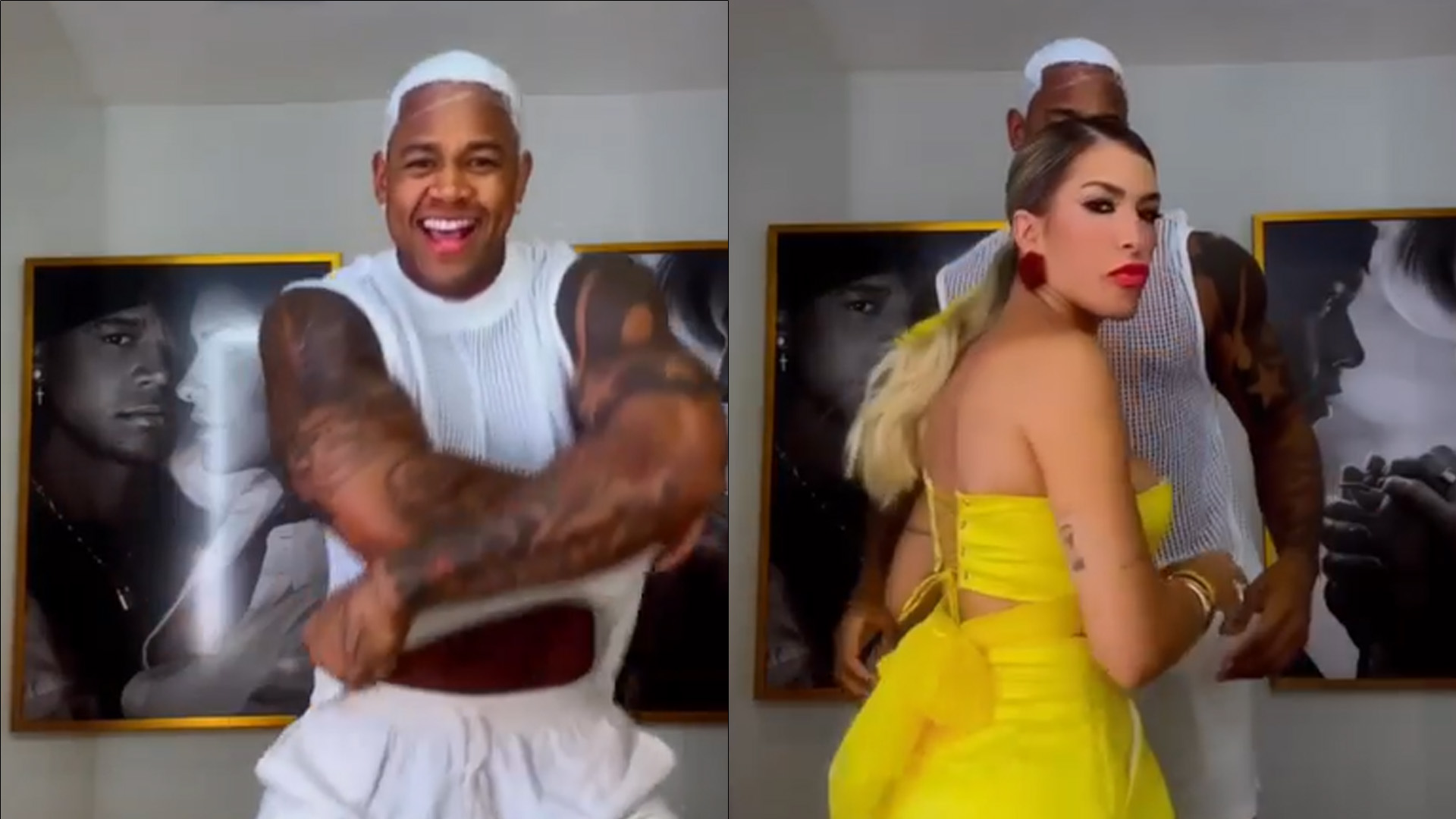 Eita! Lore Improta interrompe vídeo e proíbe Léo Santana de tirar camiseta: “Respeito”