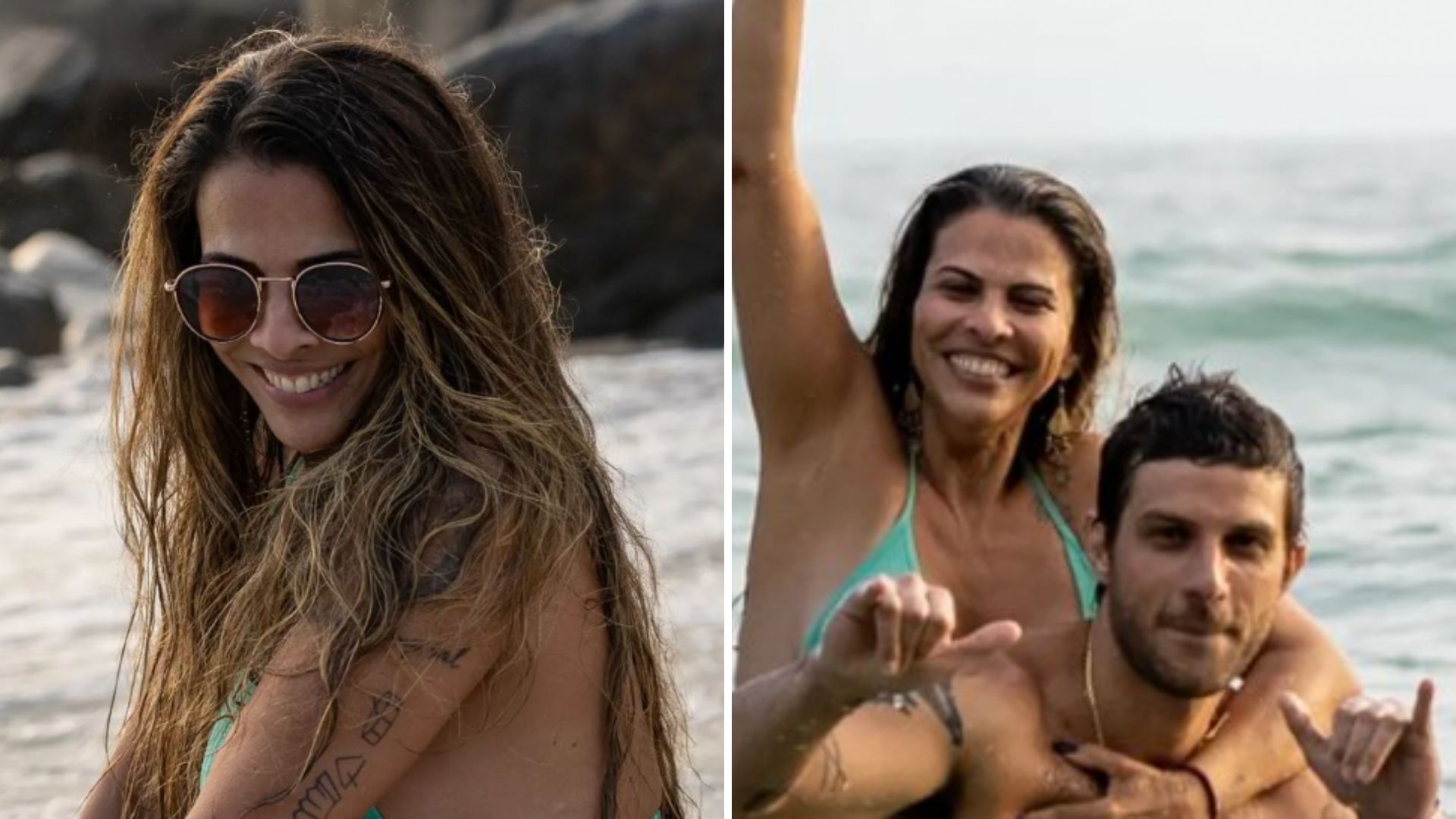 Poderosa! Aos 50 anos, mãe de Chay Suede surpreende ao ir à praia de fio-dental