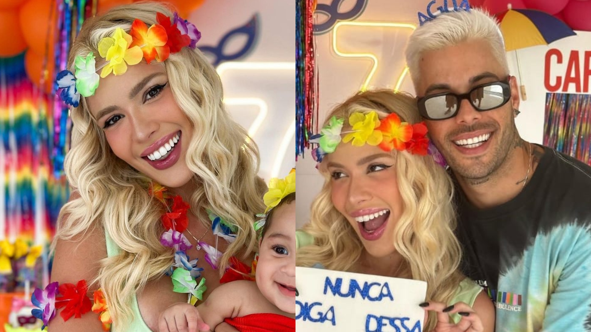 Karoline Lima comemora 7 meses da filha e festinha de Carnaval tem presença de Gui Araújo: “Rainha”