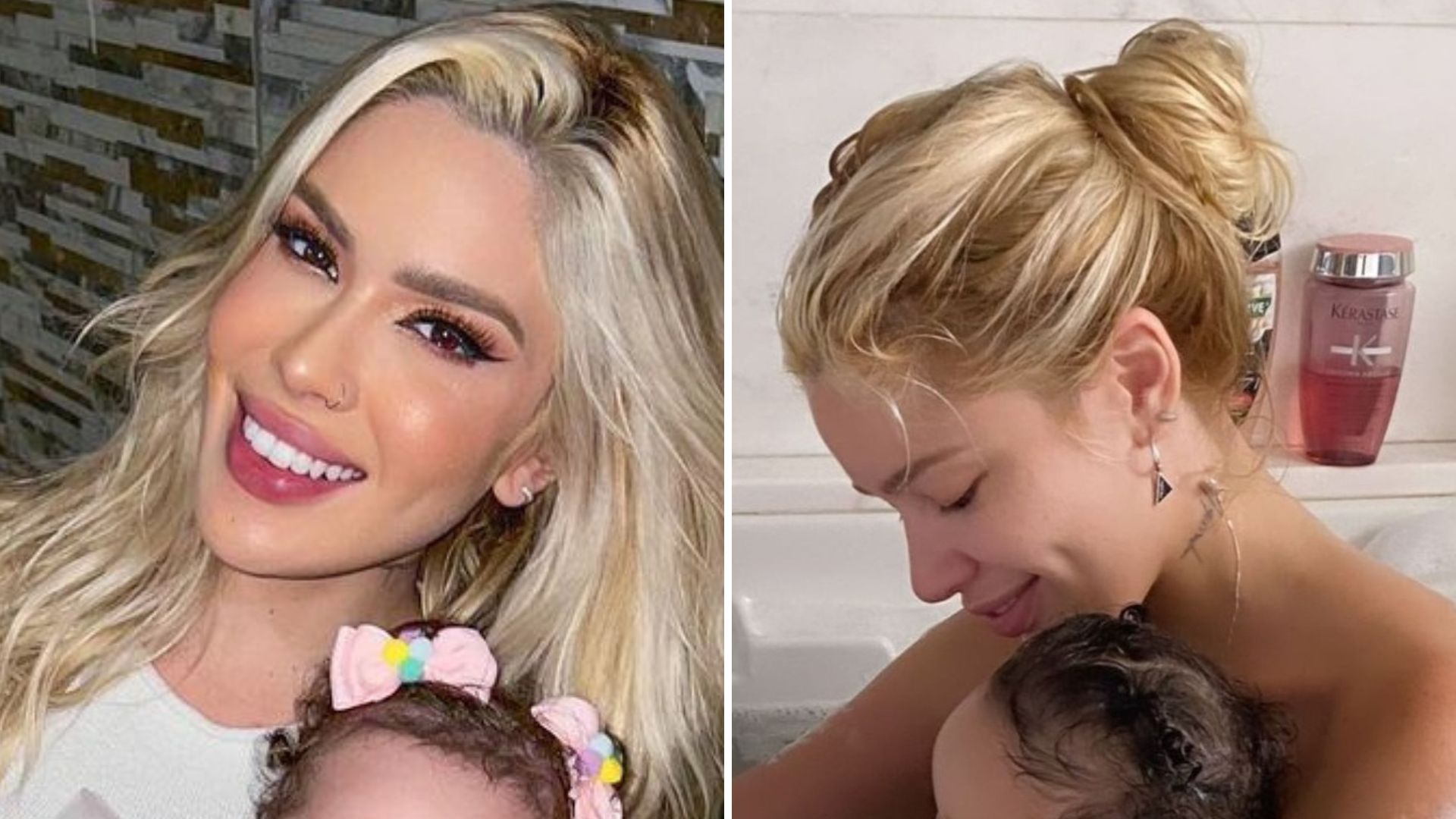 Nua, Karoline Lima mostra banho de banheira com a filha, Cecília: “Na vida que merece”