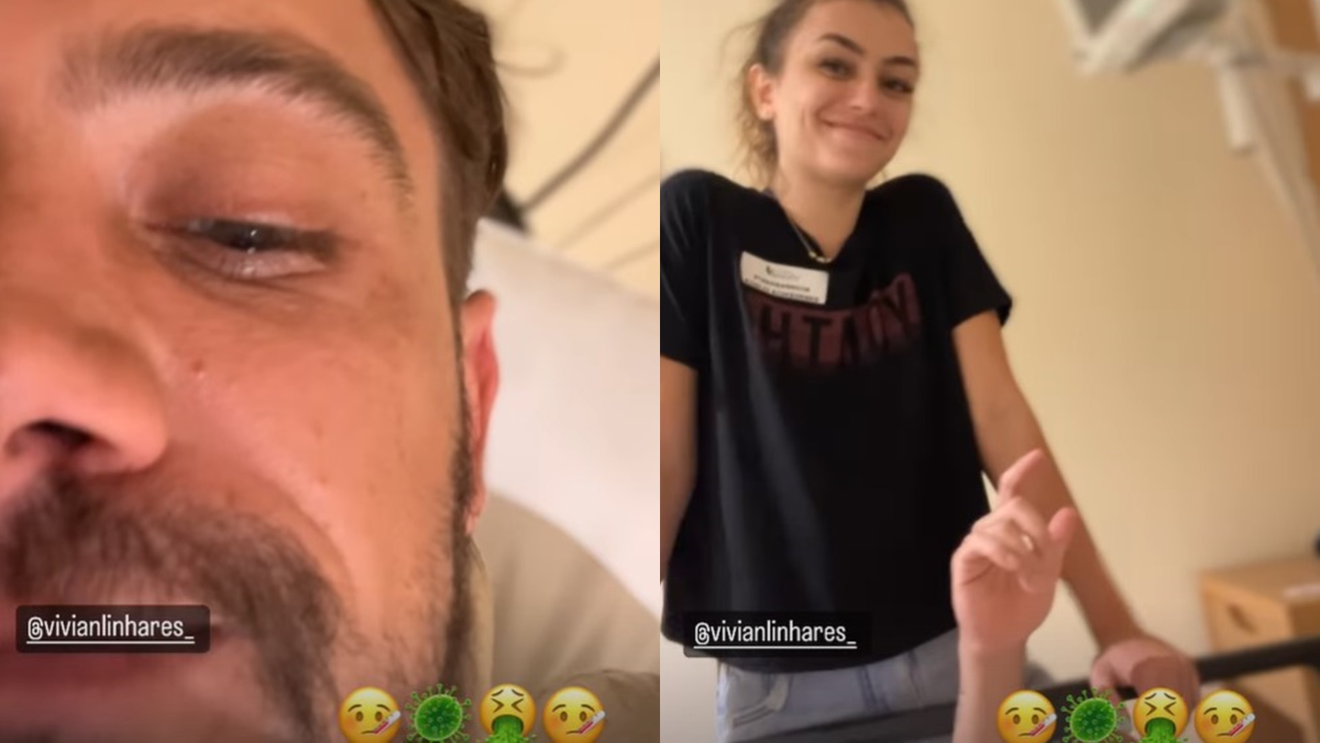Rafael Cardoso surge em leito de hospital com a namorada e preocupa fãs: “Vômito”