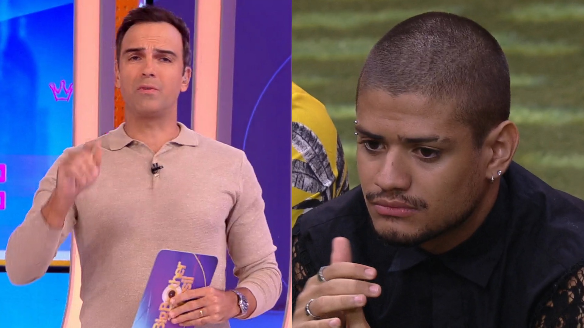 BBB23: Tadeu Schmidt dá bronca em Gabriel ao vivo após pedido inusitado: “Não é pra fazer”