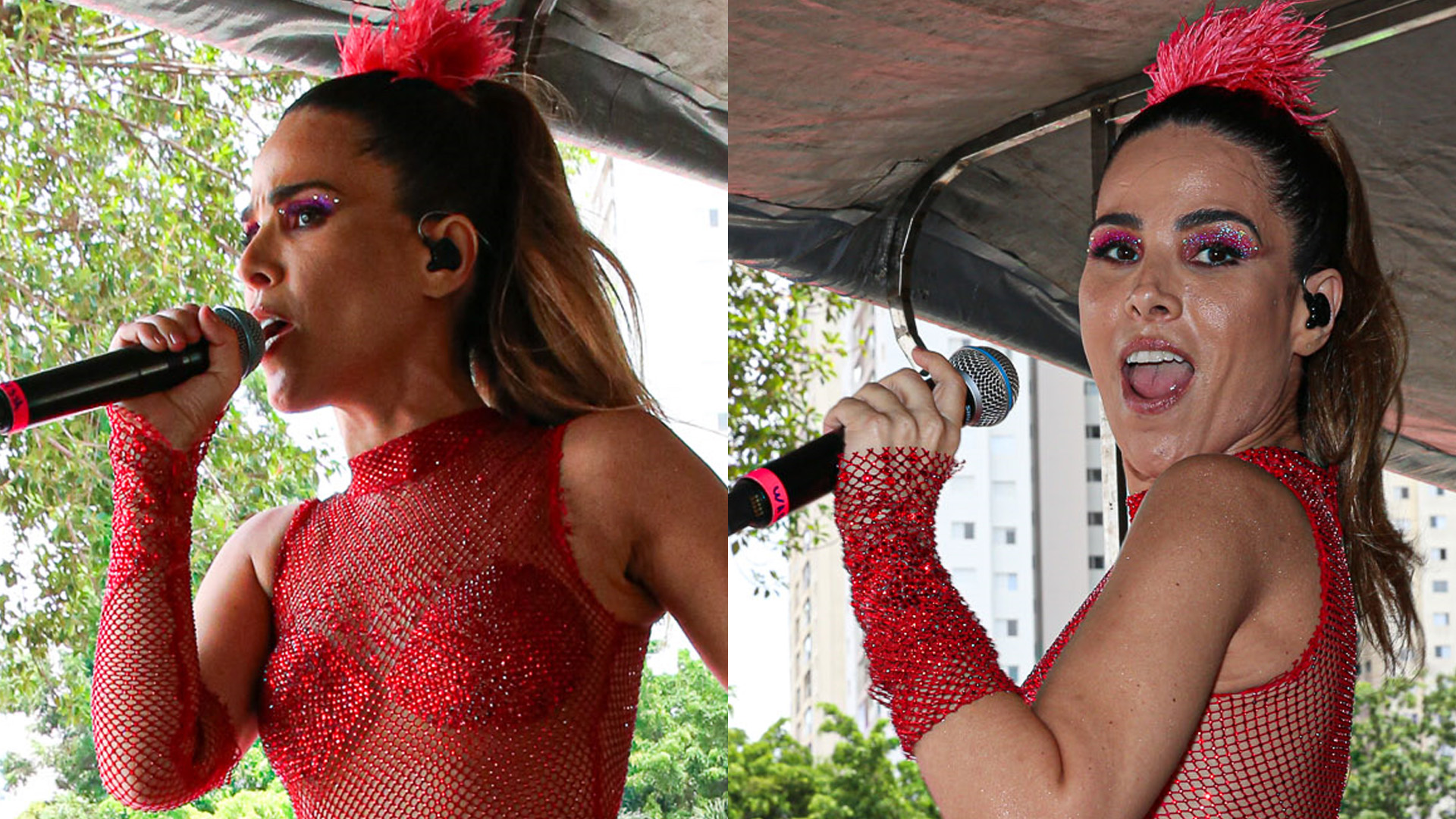 Com look transparente, Wanessa desenha curvas e sensualiza em bloco de Carnaval