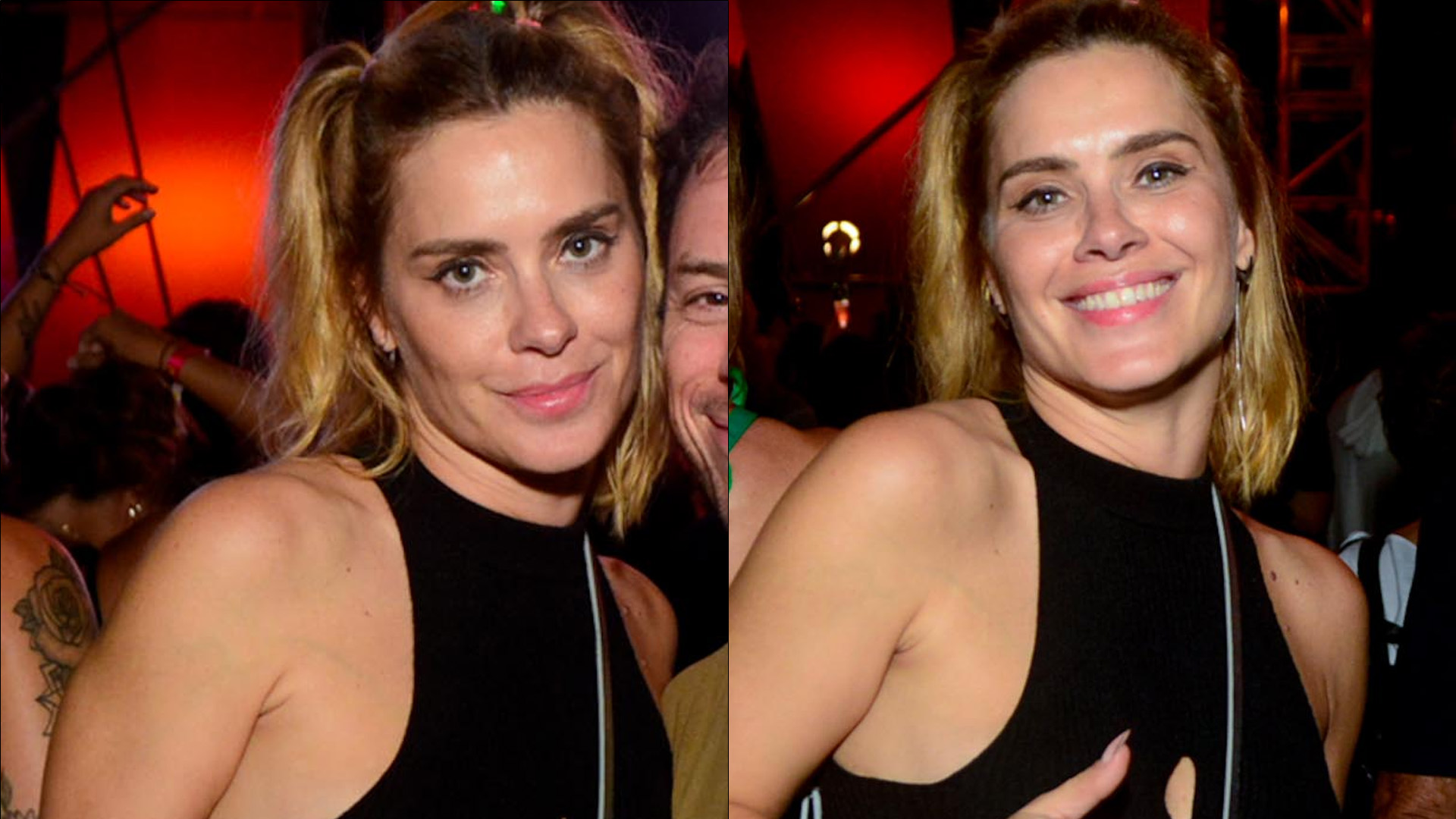 Toda soltinha, Carolina Dieckmann elege vestido recortado em noitada com maridão