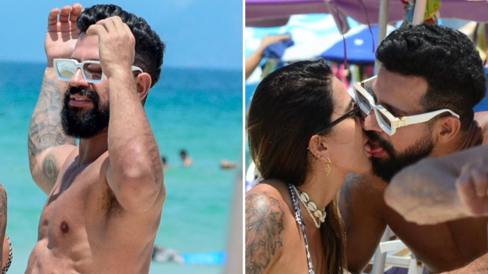 De sunguinha, Dennis DJ é flagrado aos beijos com gata em praia no Rio
