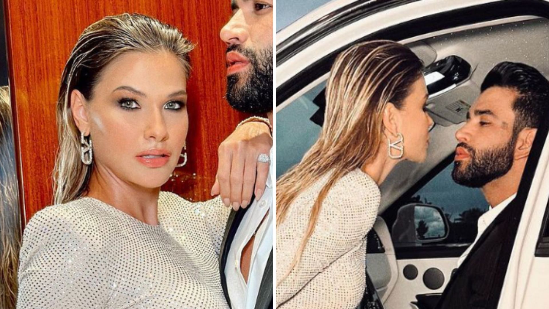 De vestido coladíssimo, esposa de Gusttavo Lima chega para noitada a dois: “Espetáculo”