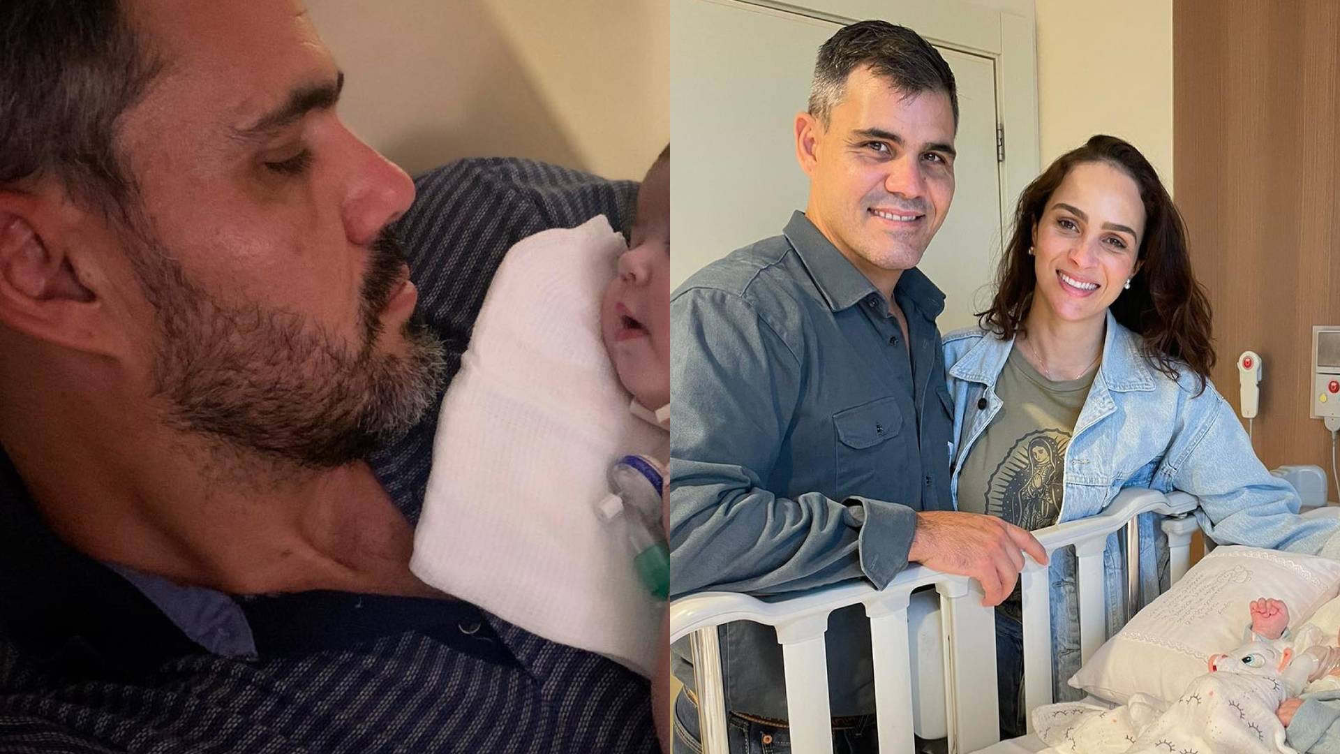 Na UTI, Juliano Cazarré emociona ao pegar filha no colo pela primeira vez: “Amor”