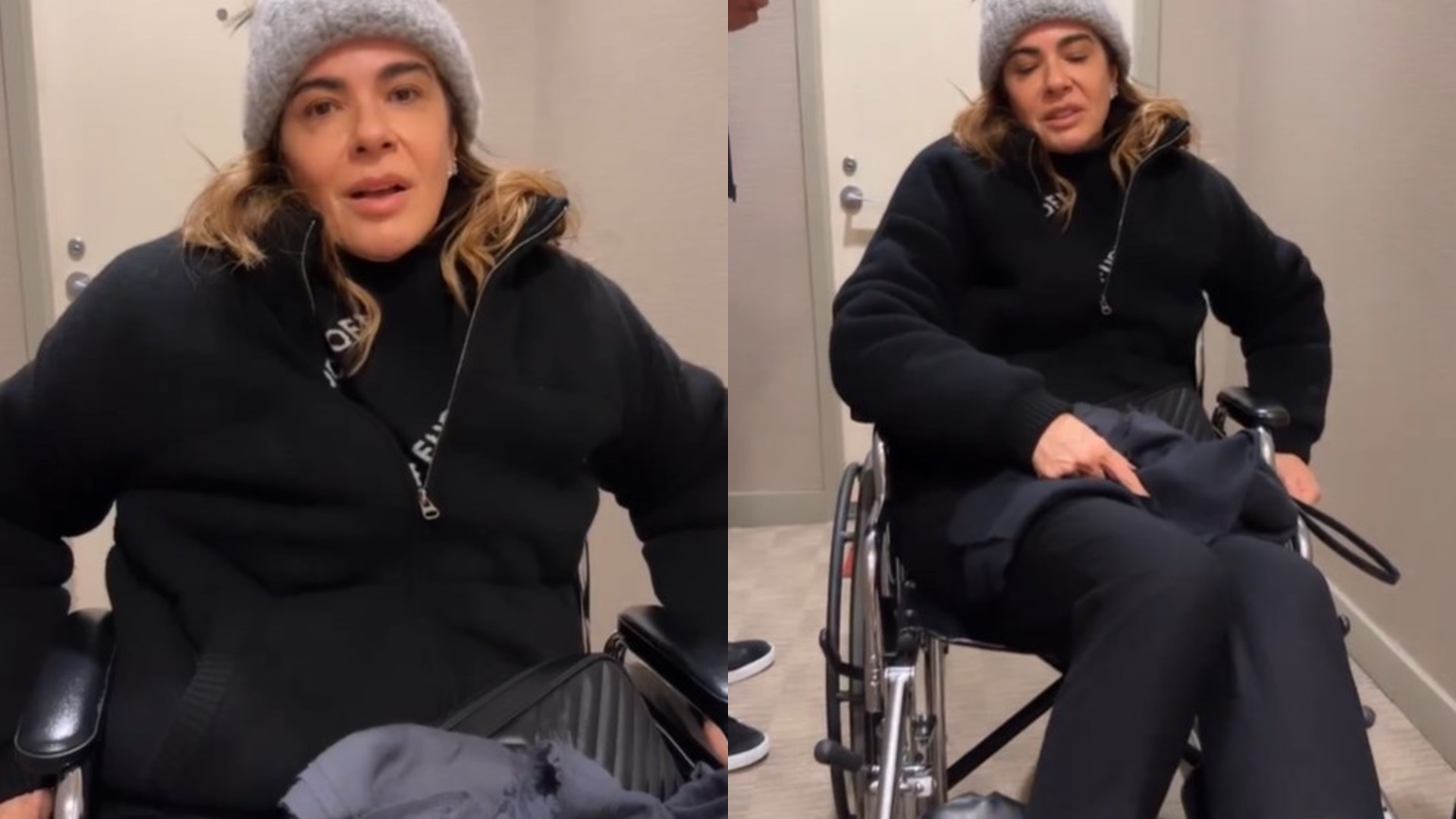 Luciana Gimenez surge em cadeira de rodas e reclama de calçadas com buracos: “Dor absurda”