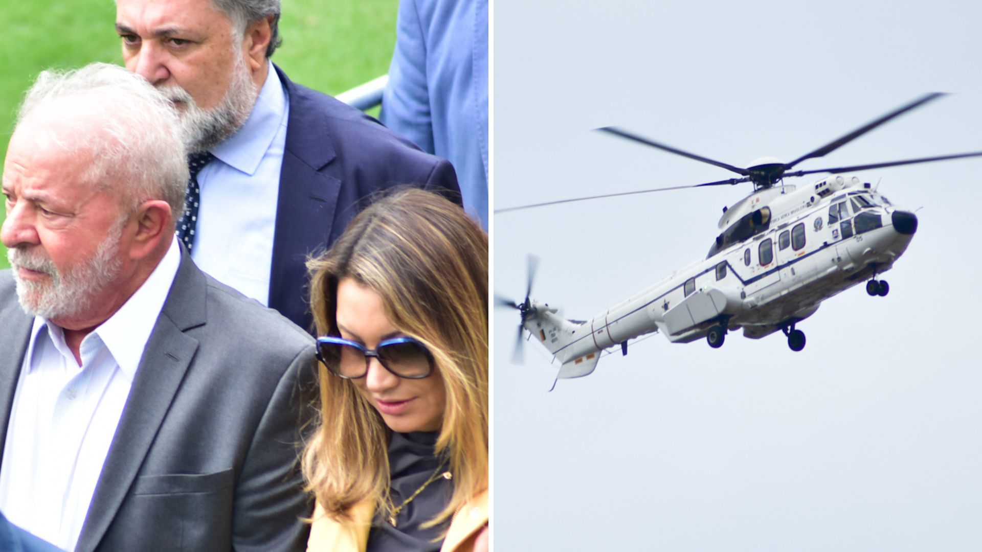 Visivelmente emocionados, Lula e Janja chegam de helicóptero para se despedir de Pelé