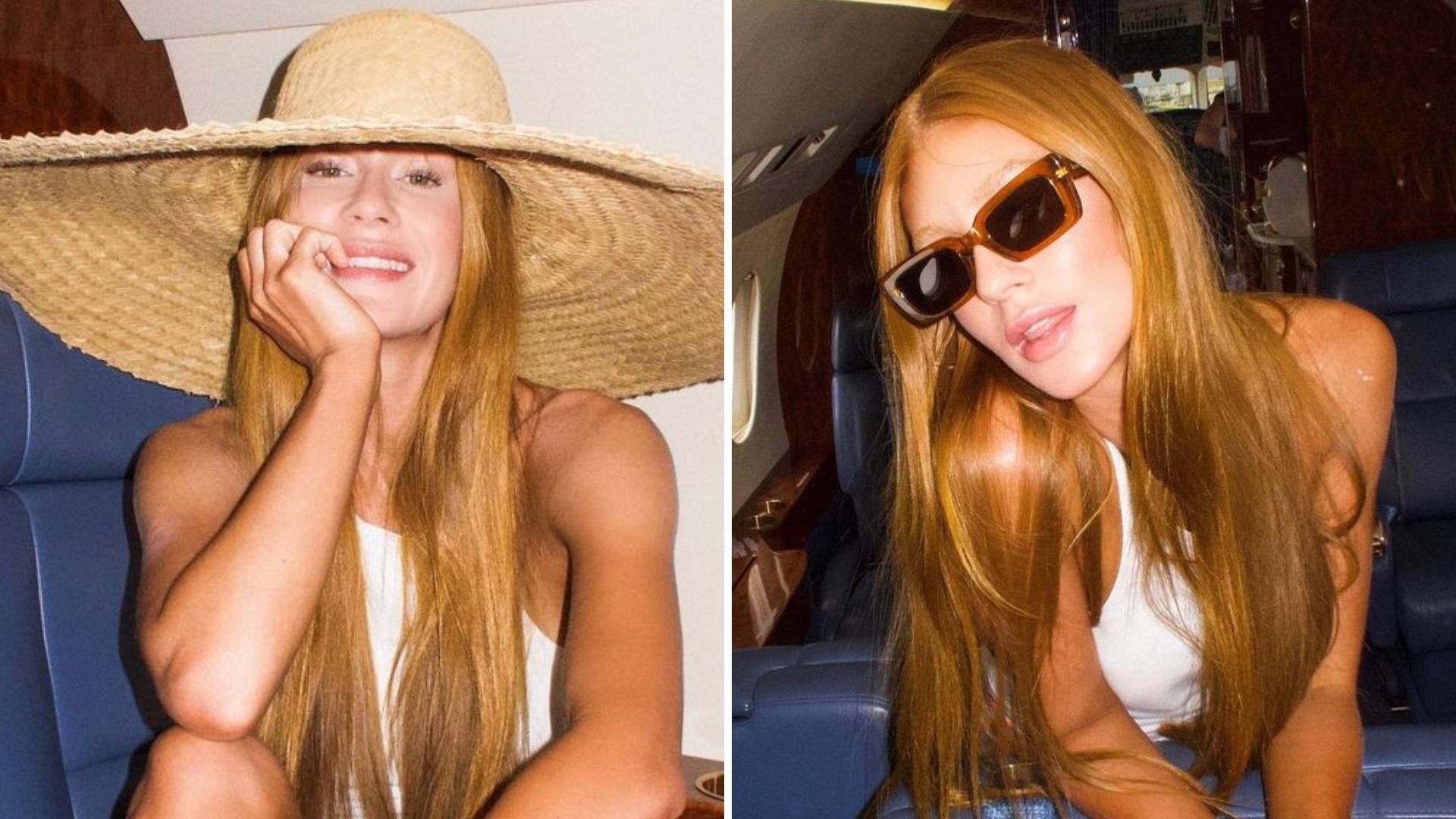 Recém-solteira, Marina Ruy Barbosa exibe pernões dourados de shortinho no avião: “Musa”