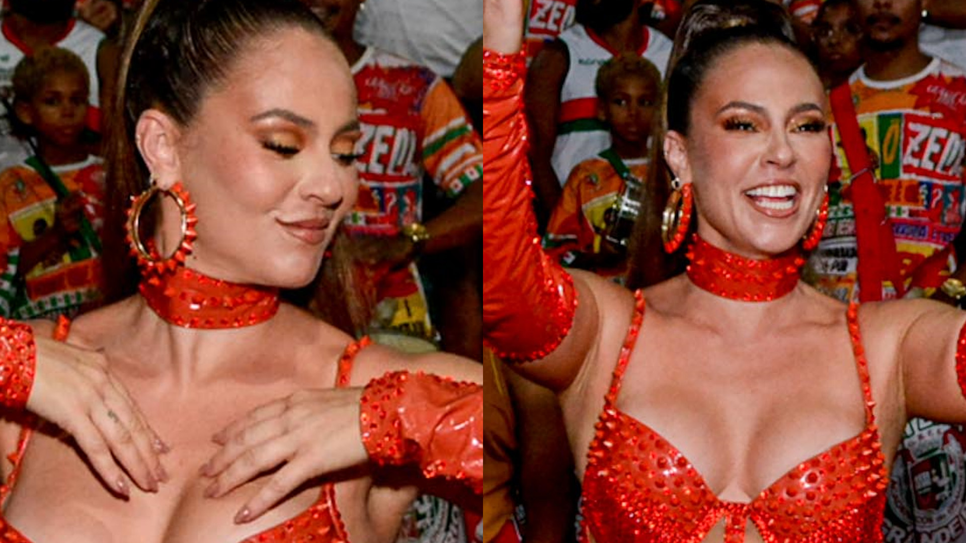 Paolla Oliveira desenha curvas do corpão com look a vácuo em ensaio de Carnaval