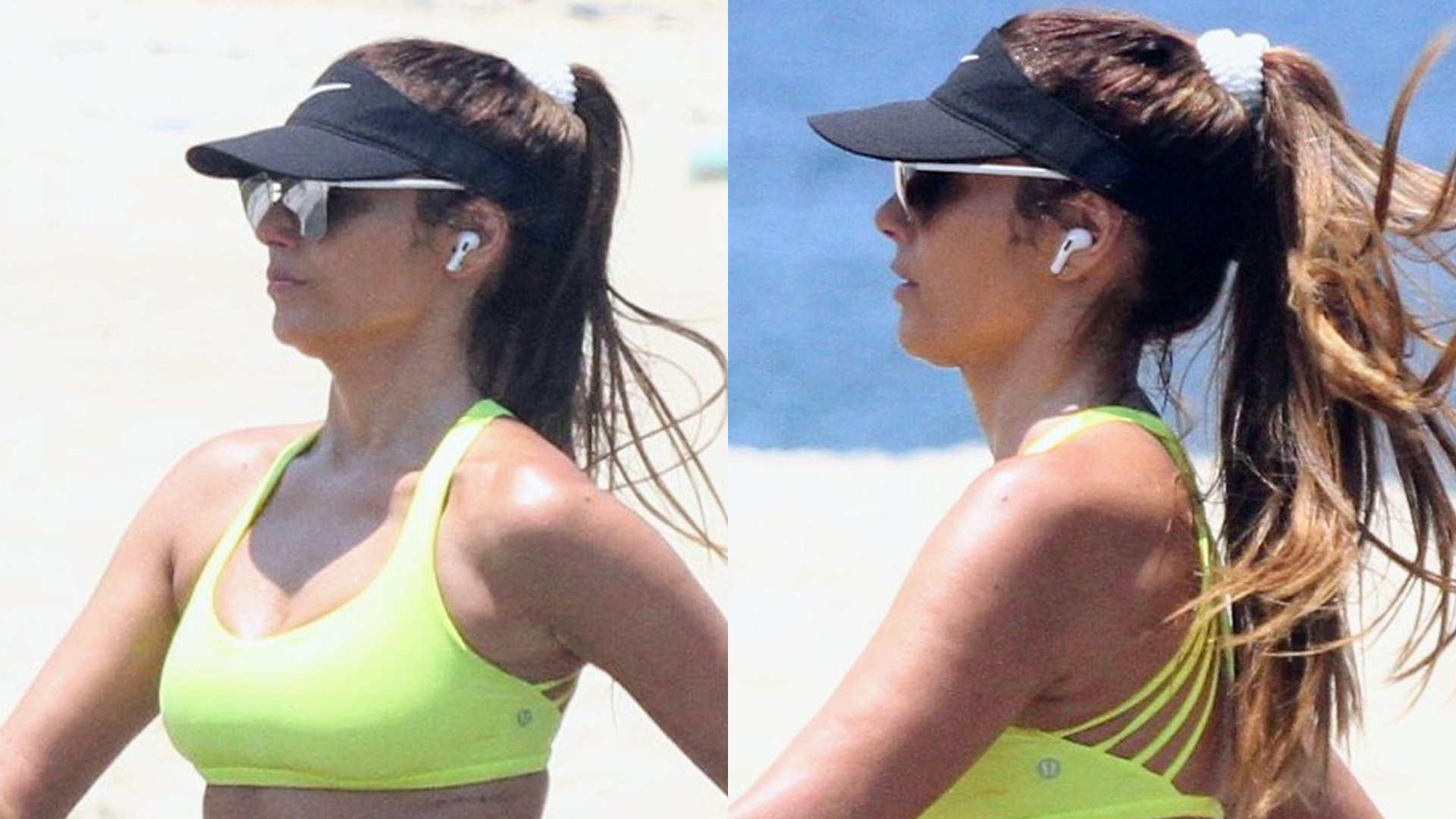 Patrícia Poeta vira atração na praia ao caminhar com barriga negativa à mostra