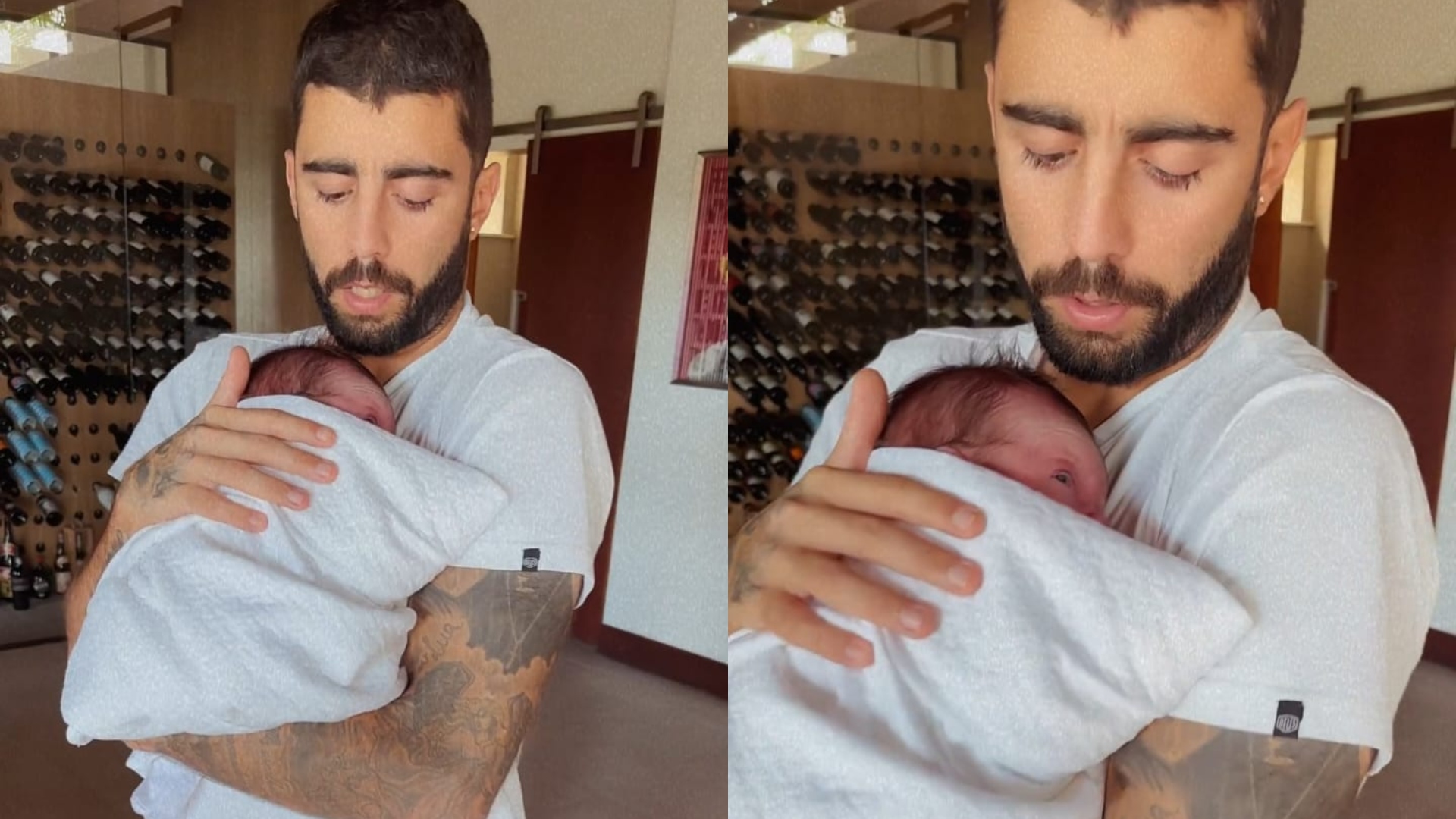 Fofura! Pedro Scooby faz registro raro, mostra rostinho da filha e baba pela pequena: “Ficou quietinha”