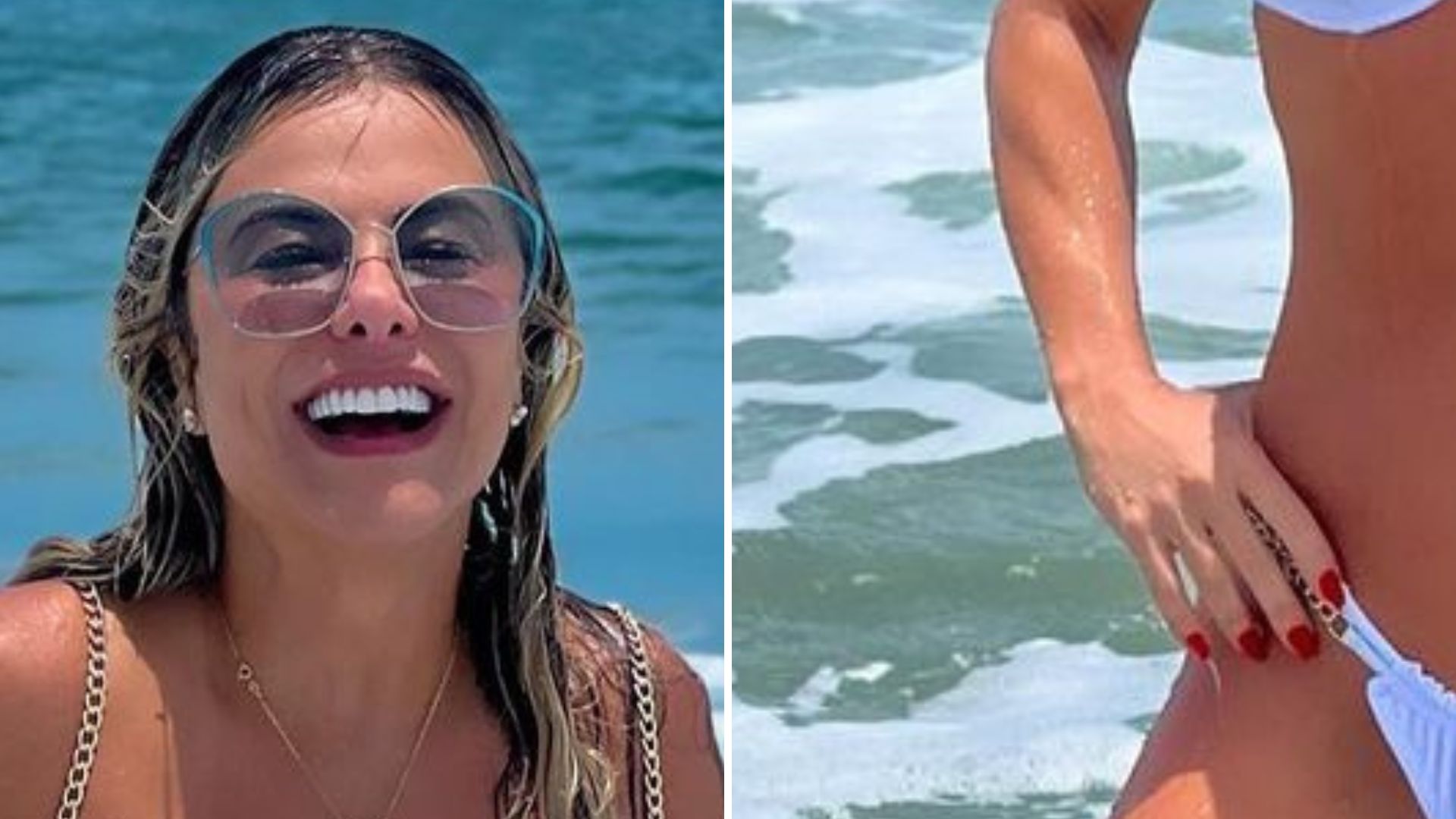 Poliana Rocha dá puxadinha estratégica em biquíni no meio do mar: “A vó tá on”