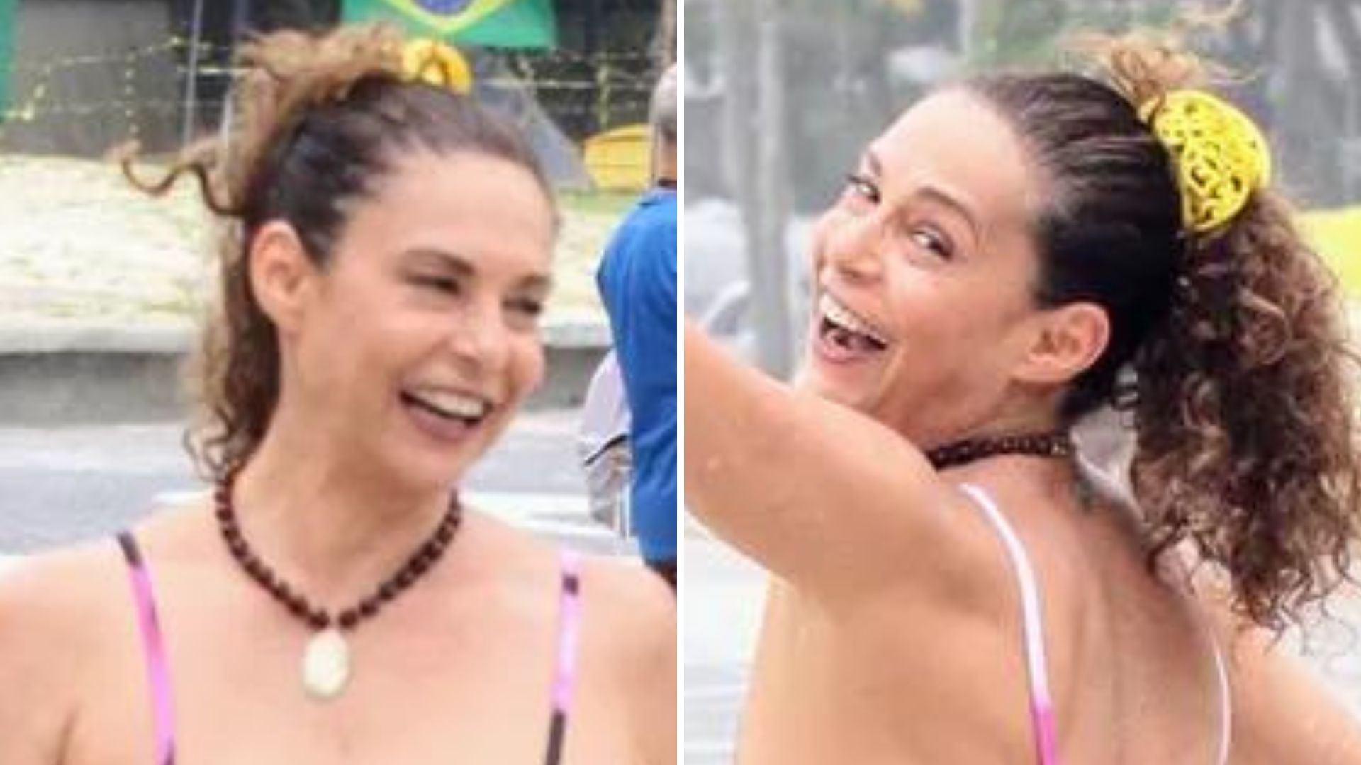 Primeira Zefa de ‘Pantanal’, Giovanna Gold usa vestidinho e esbanja simpatia em Copacabana