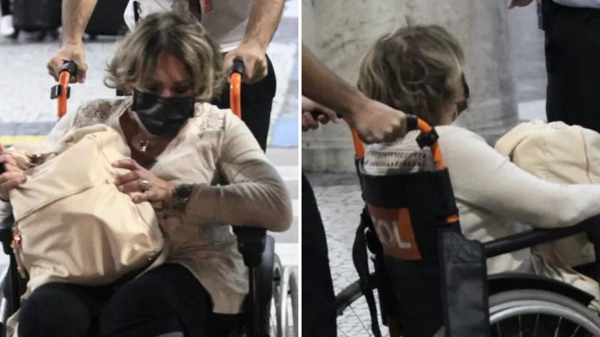 Susana Vieira é flagrada desembarcando de cadeira de rodas no Rio de Janeiro