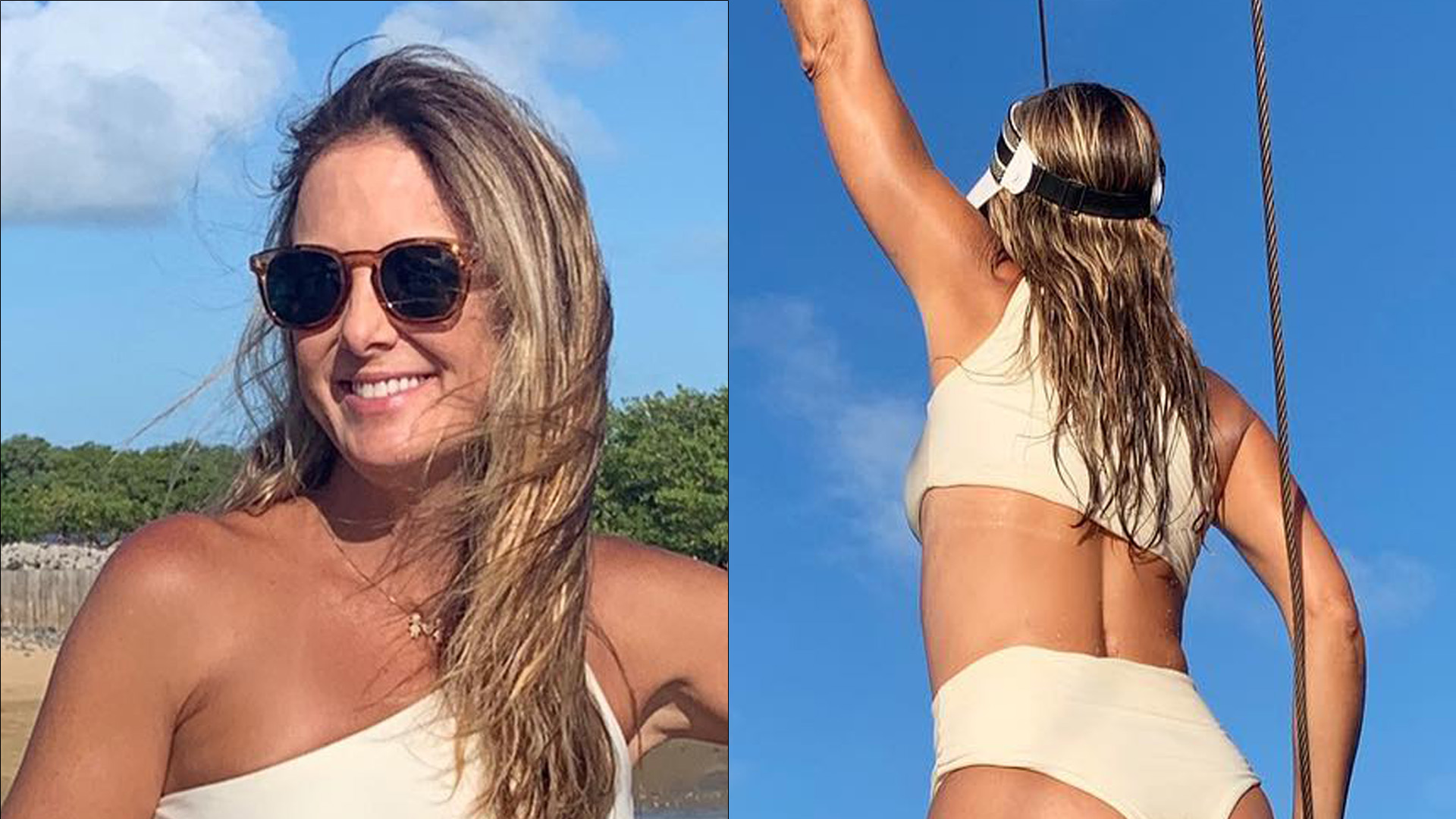 Ticiane Pinheiro vira de costas e escandaliza de maiô atoladíssimo: “Espetáculo”