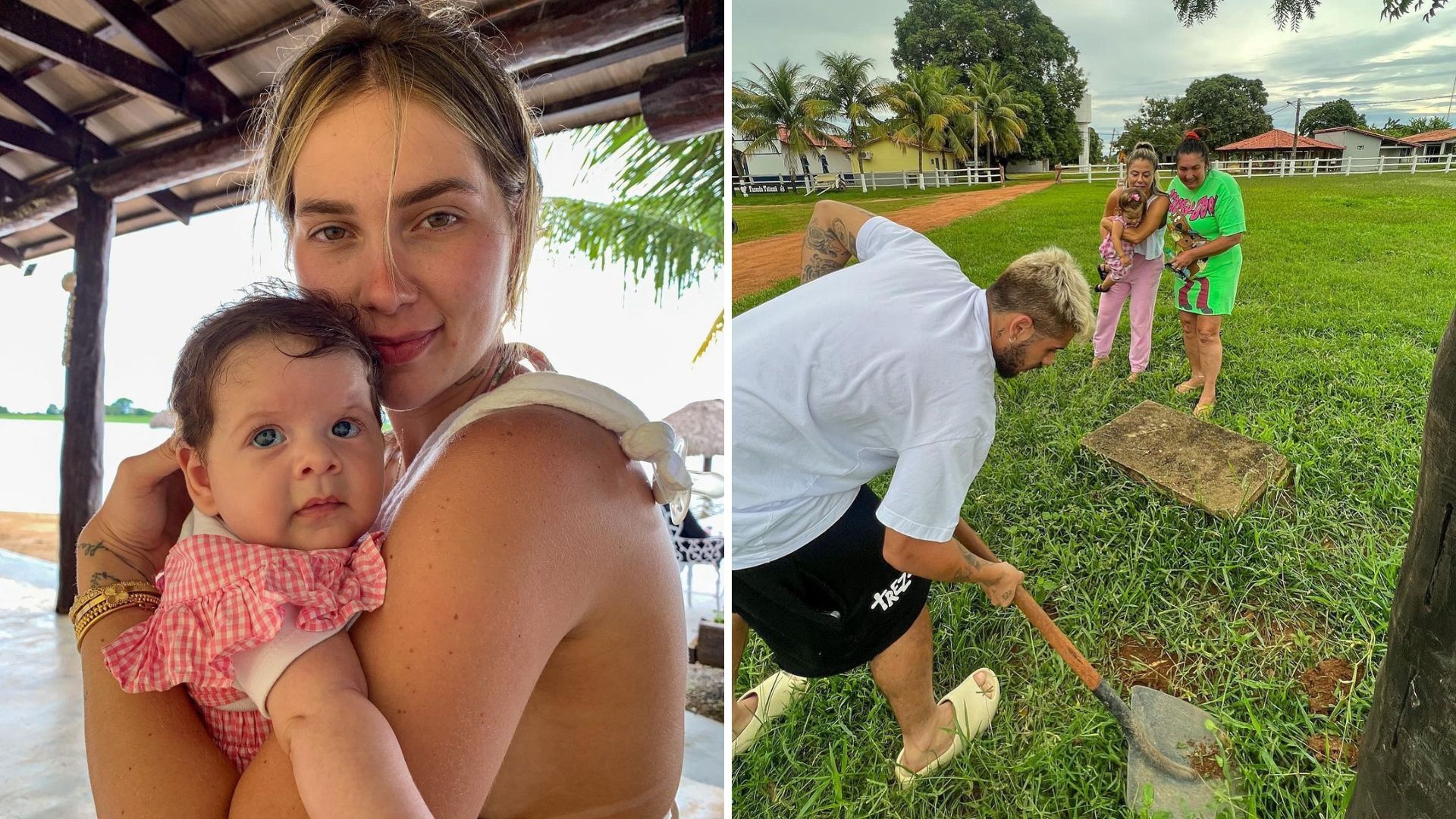 Virginia Fonseca e Zé Felipe enterram umbigo de filha caçula, Maria Flor: “No mesmo lugar”