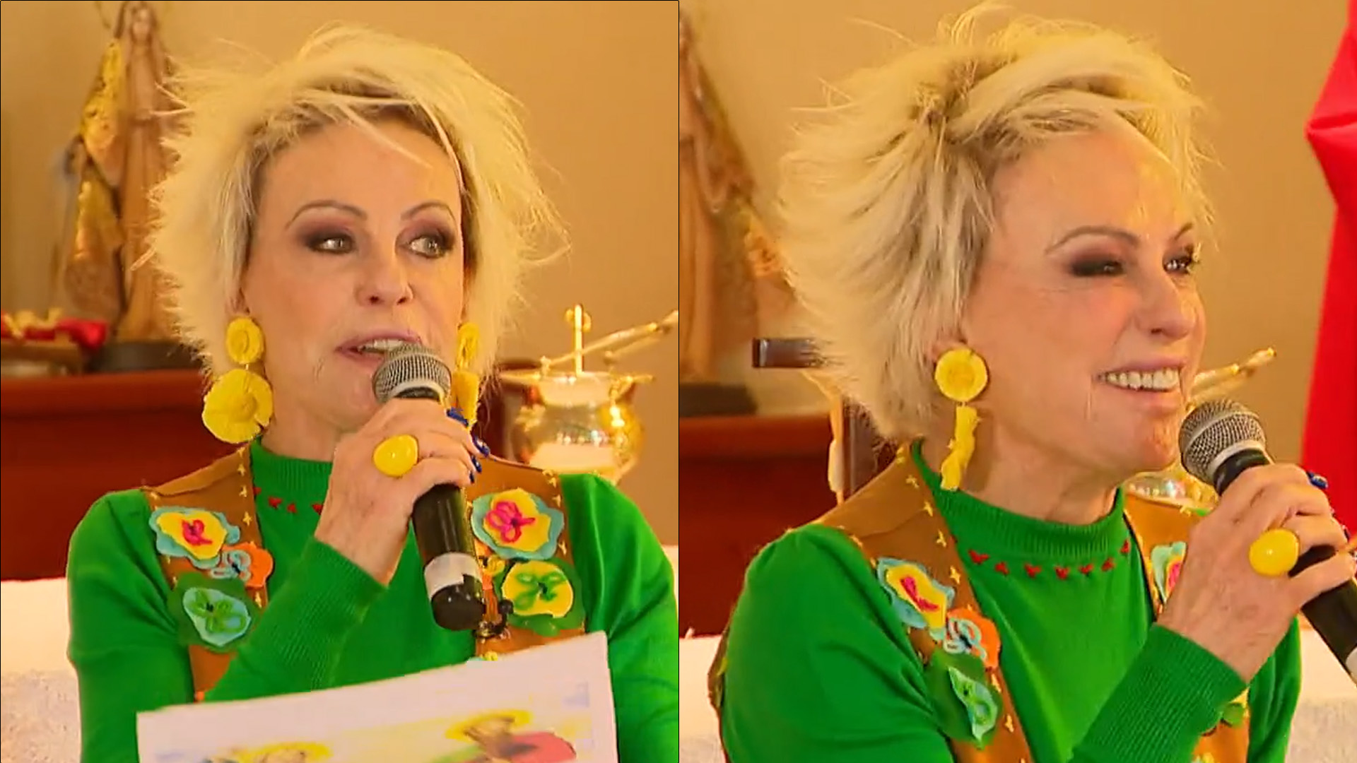 Gente! Ana Maria Braga escandaliza padre com trocadilho sexual dentro da igreja: “Desculpa”