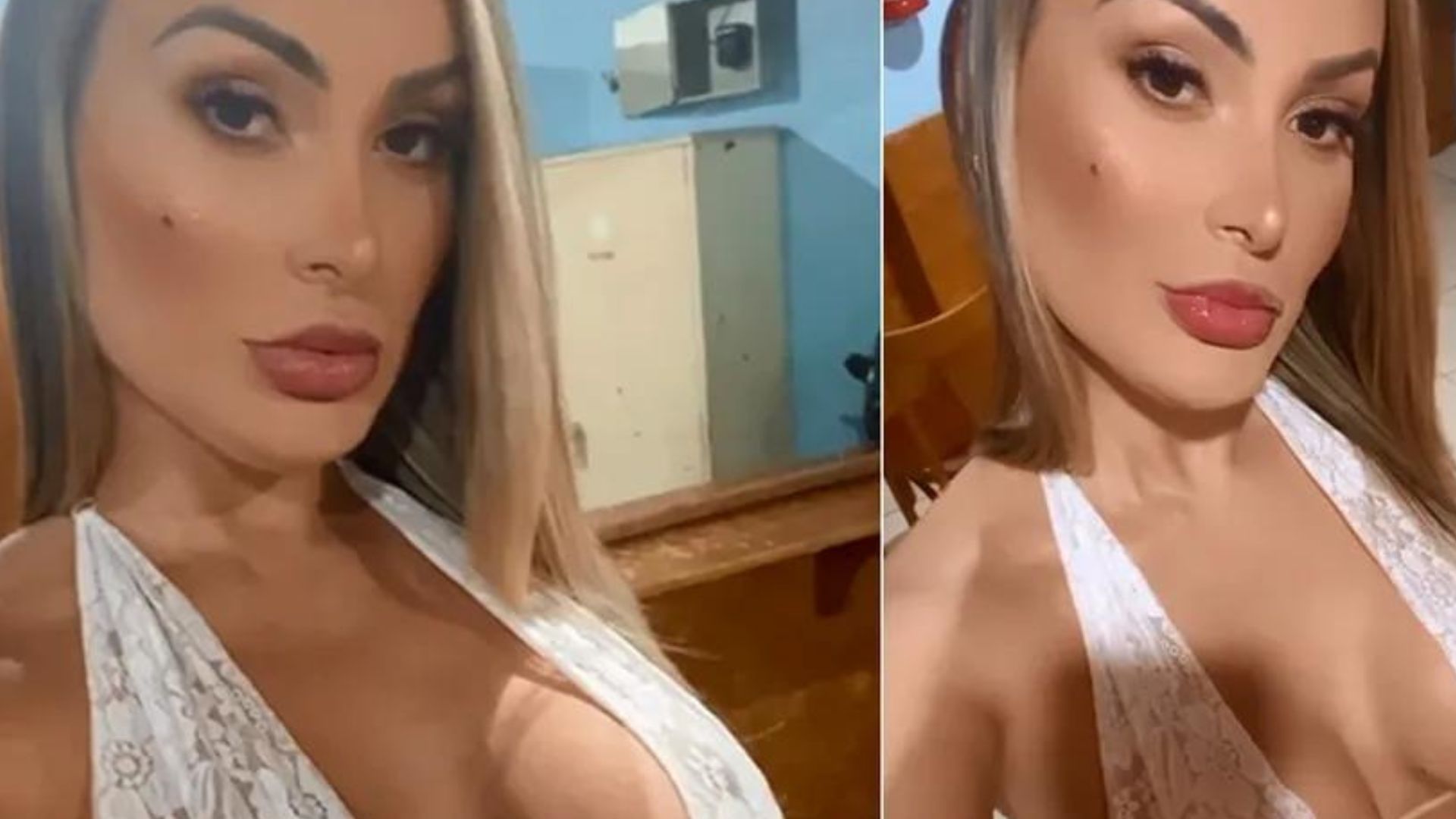 Gente? Andressa Urach posa com body transparente e tapa a intimidade com ‘fiozinho’